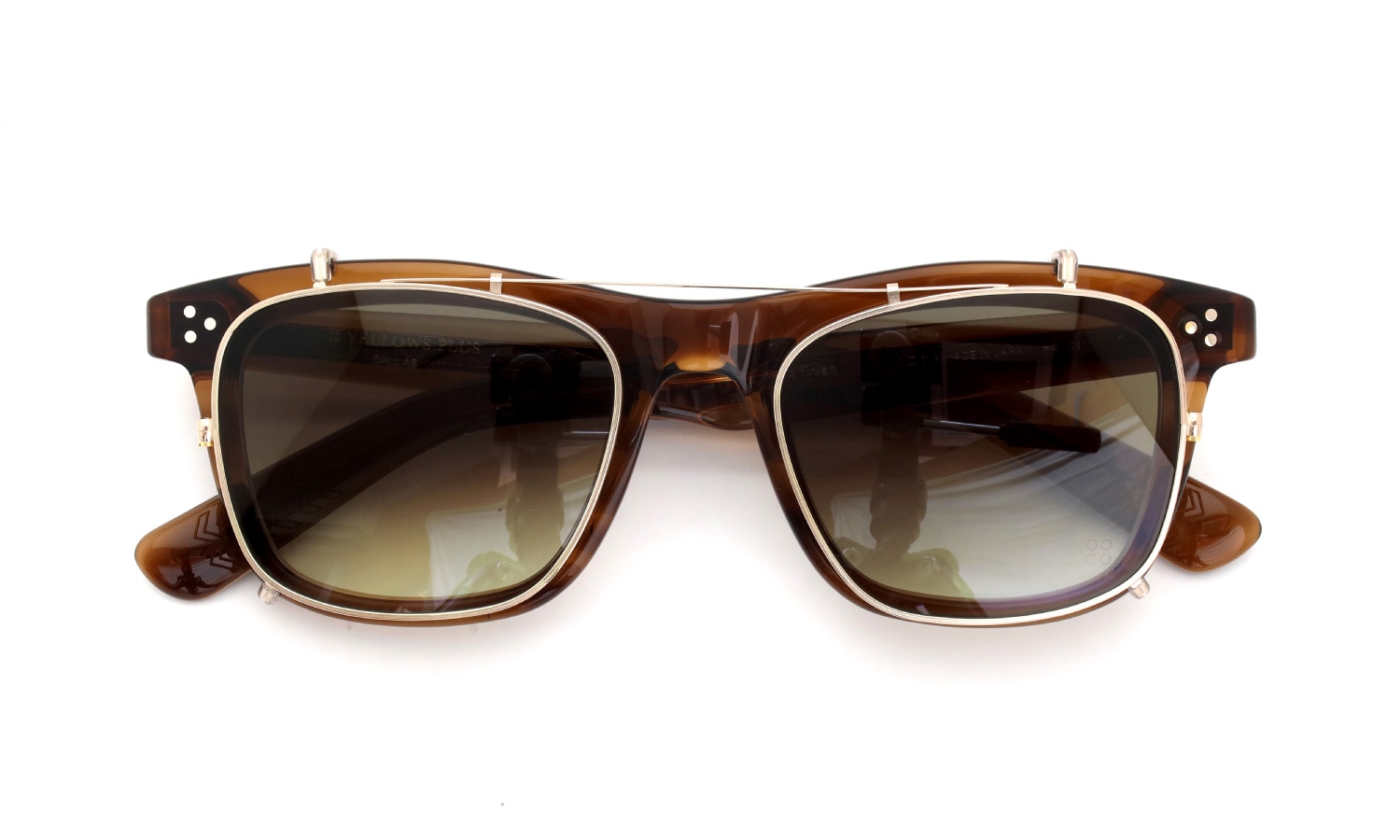 YELLOWS PLUS メガネ+純正クリップオンサングラス通販 DALLAS C571 hojicha /gold