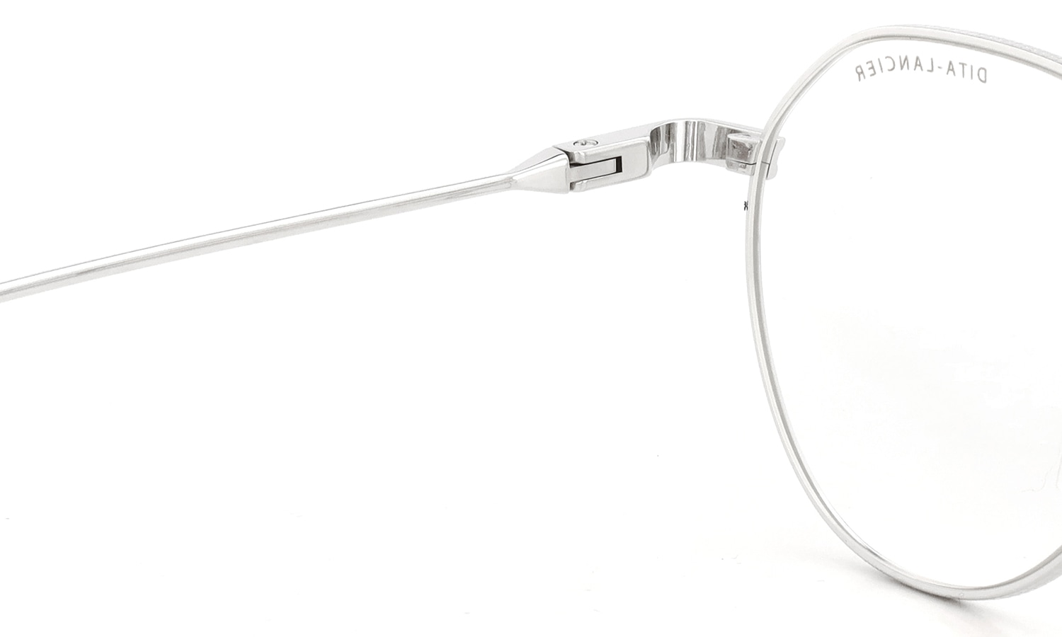 DITA Lancier メガネ LSA-117 DLX117-A-05 Shiny Silver 左側ヒンジと左テンプルの裏側ディテール