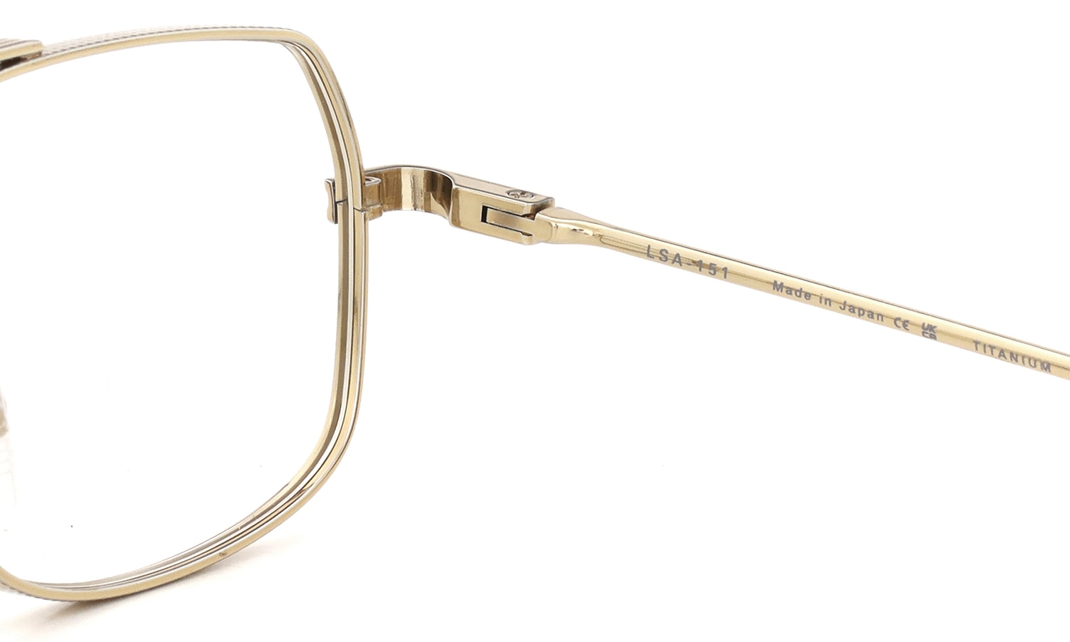 DITA Lancier メガネ LSA-151 DLX151-A-01 Gold Sand 右側ヒンジと右テンプルの裏側ディテール