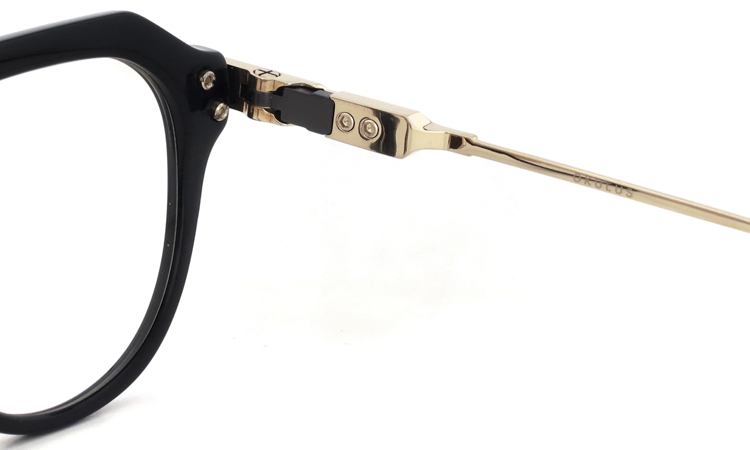 DITA メガネ OKULUS DTX487-A-01 Black - White Gold - Black Iron 右側ヒンジ裏面と右側テンプル