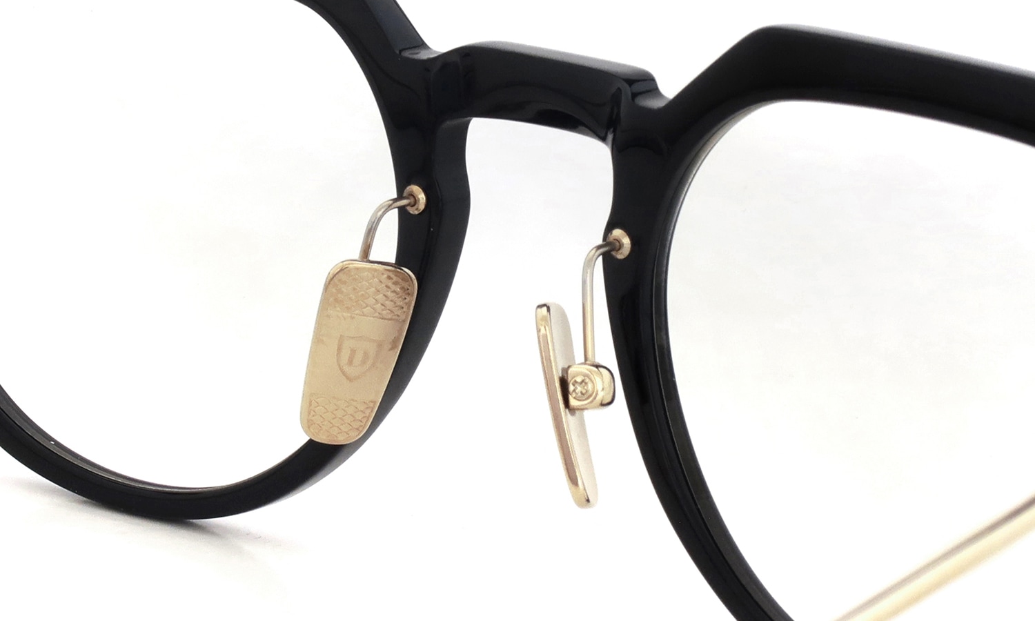 DITA メガネ OKULUS DTX487-A-01 Black - White Gold - Black Iron ブリッジ裏側とテンプルのディテール