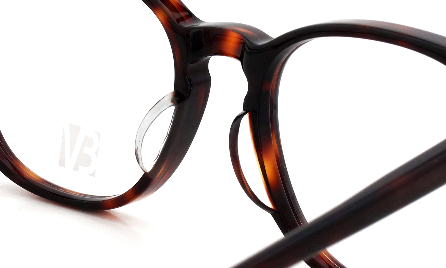 EYEVAN アイヴァン復刻 HISTORIC COLLECTION ウエリントンメガネ AU-5004 col.BRN ブリッジ裏側とパットのディテール
