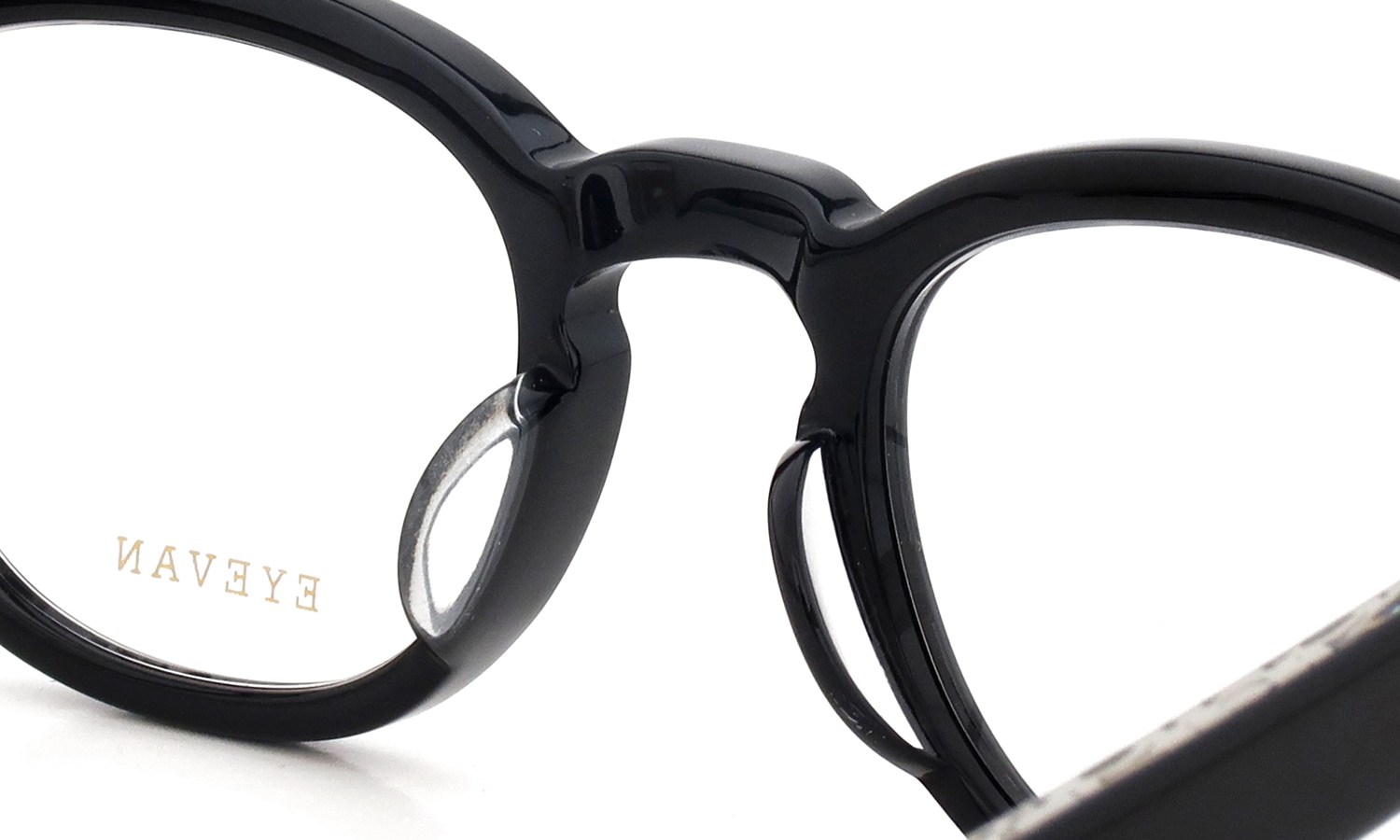 EYEVAN 定番メガネ Webb(45) col.PBK/S ブリッジ裏側とパットのディテール