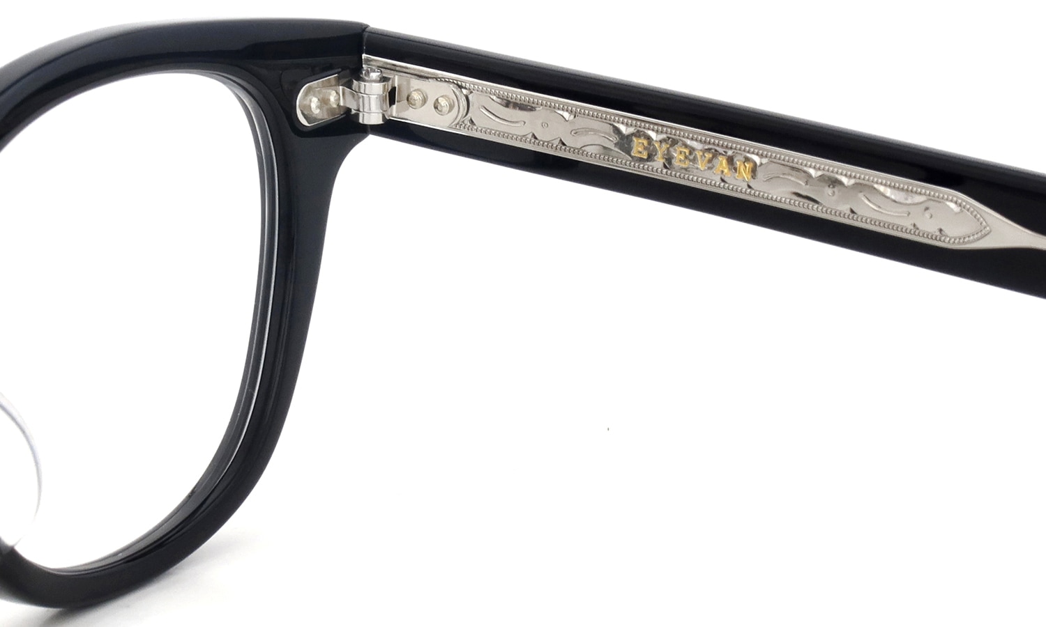 EYEVAN メガネ通販 Webb(47) col.PBK/S 右側ヒンジ裏側と右テンプルのディテール