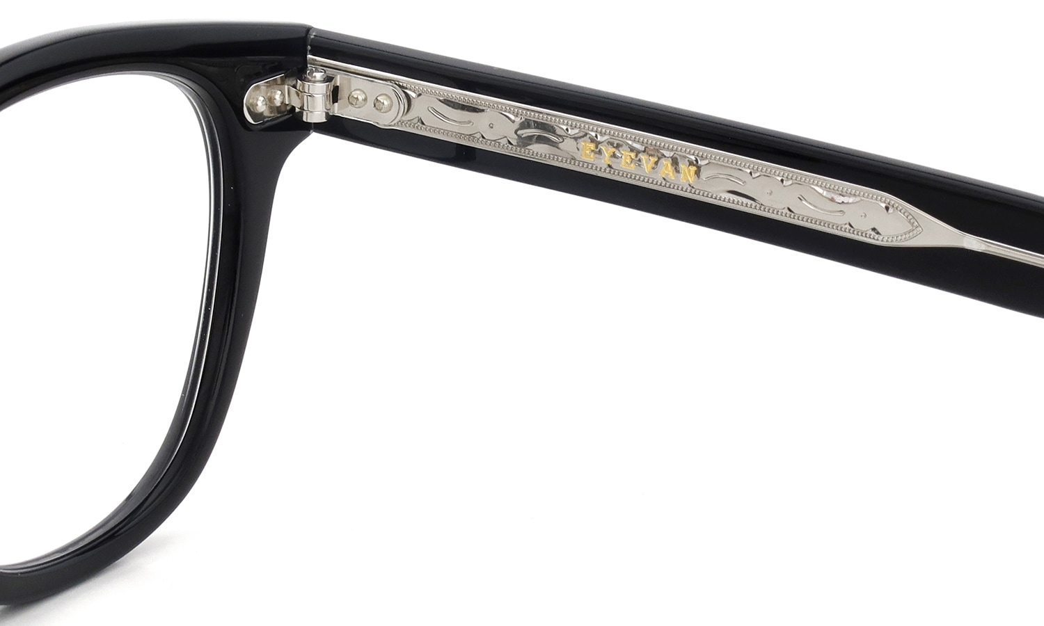EYEVAN メガネ通販 Webb(49) col.PBK/S 右側ヒンジ裏側と右テンプル内側の刻印