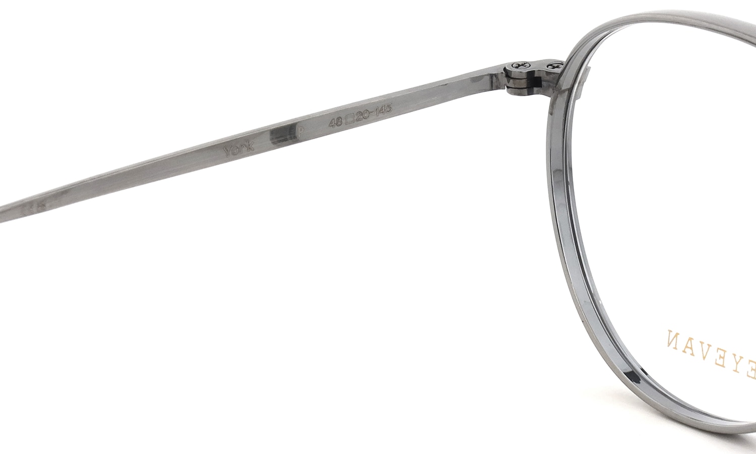 EYEVAN メガネ通販 York COL.P 左側ヒンジ裏面と刻印