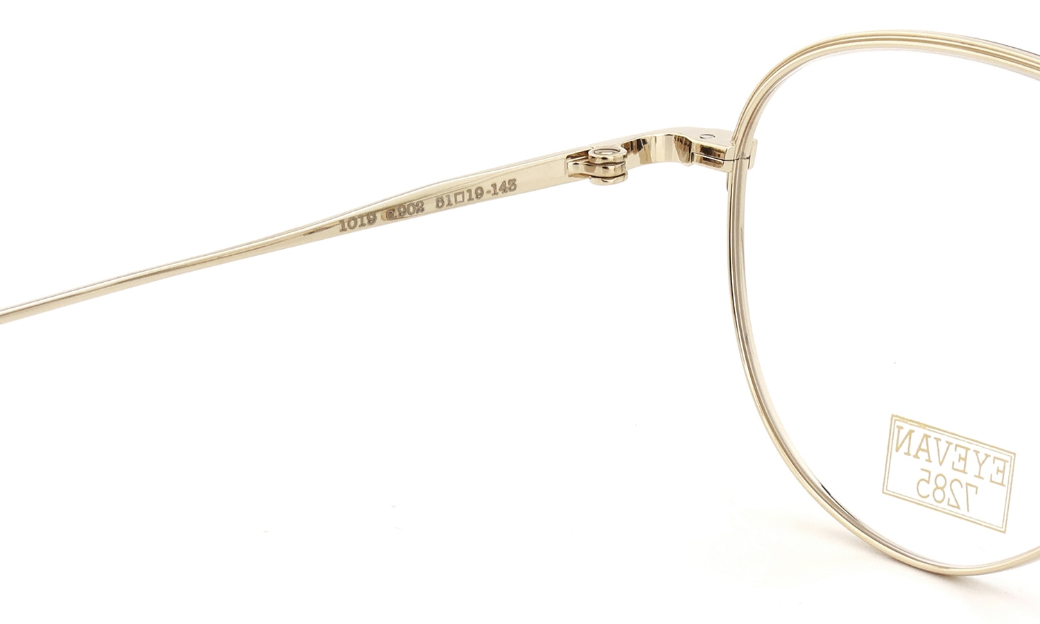 EYEVAN7285 メガネ通販 1019(51) c.902 左側ヒンジ裏面と刻印