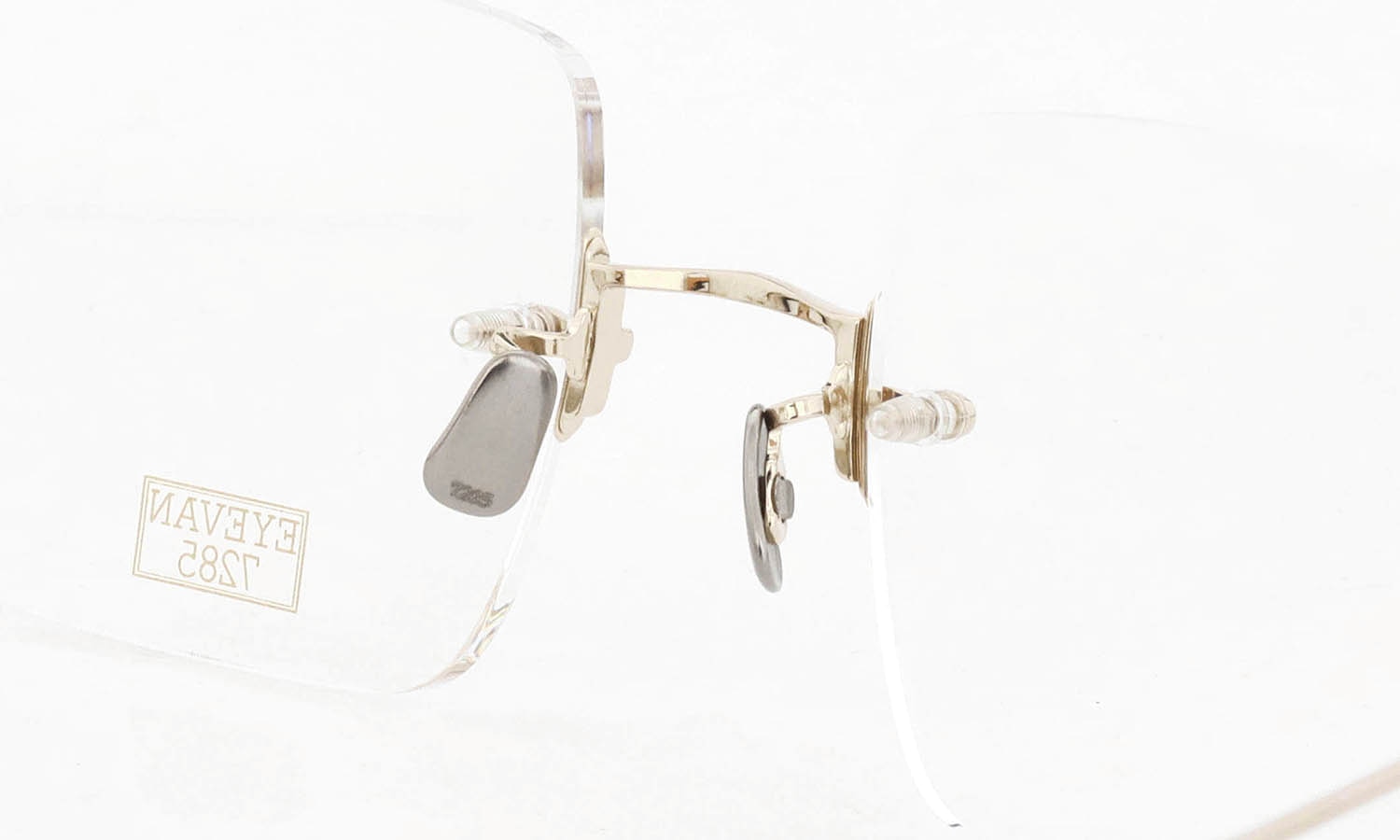 EYEVAN7285 縁無しメガネ通販 1196-2 (54) C.902 WHITE GOLD 二重のブリッジとパットのディテール