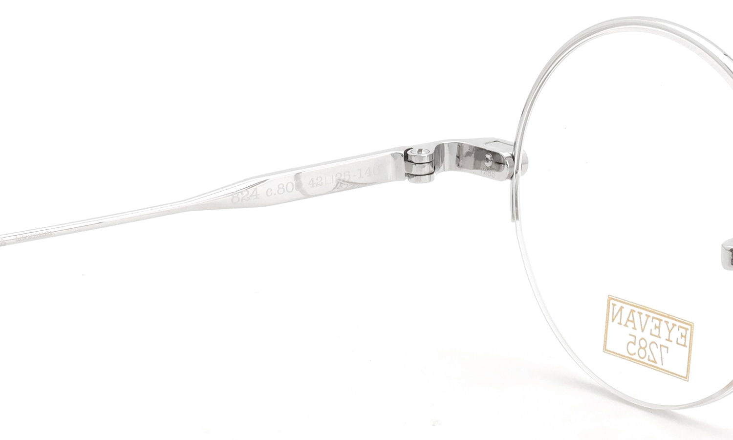 EYEVAN7285 ハーフリムメガネ通販 824 Col.800 左側ヒンジ裏側と左テンプル