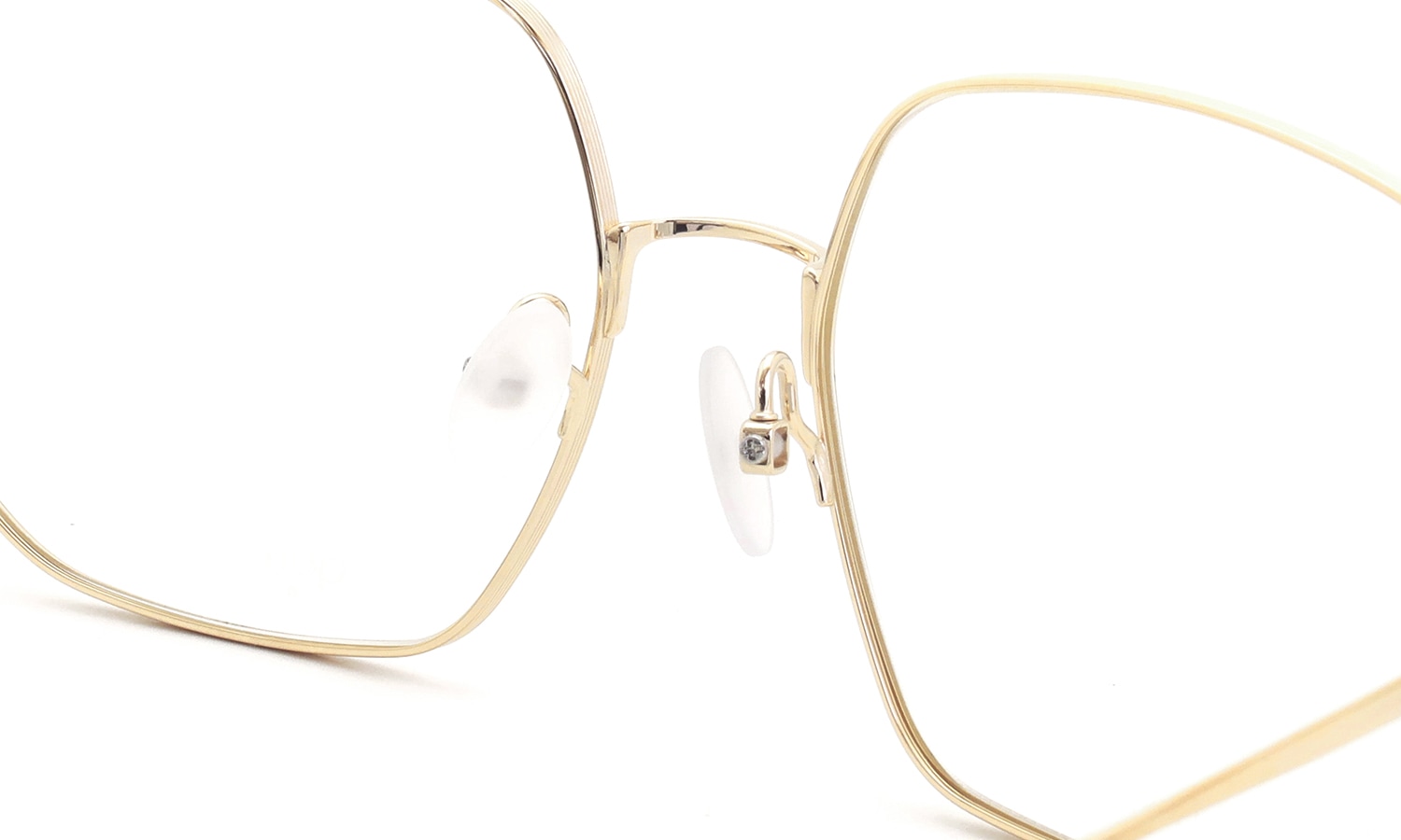GOTTI メガネ ALDEN col.GLS ブリッジ裏側とパットのディテール