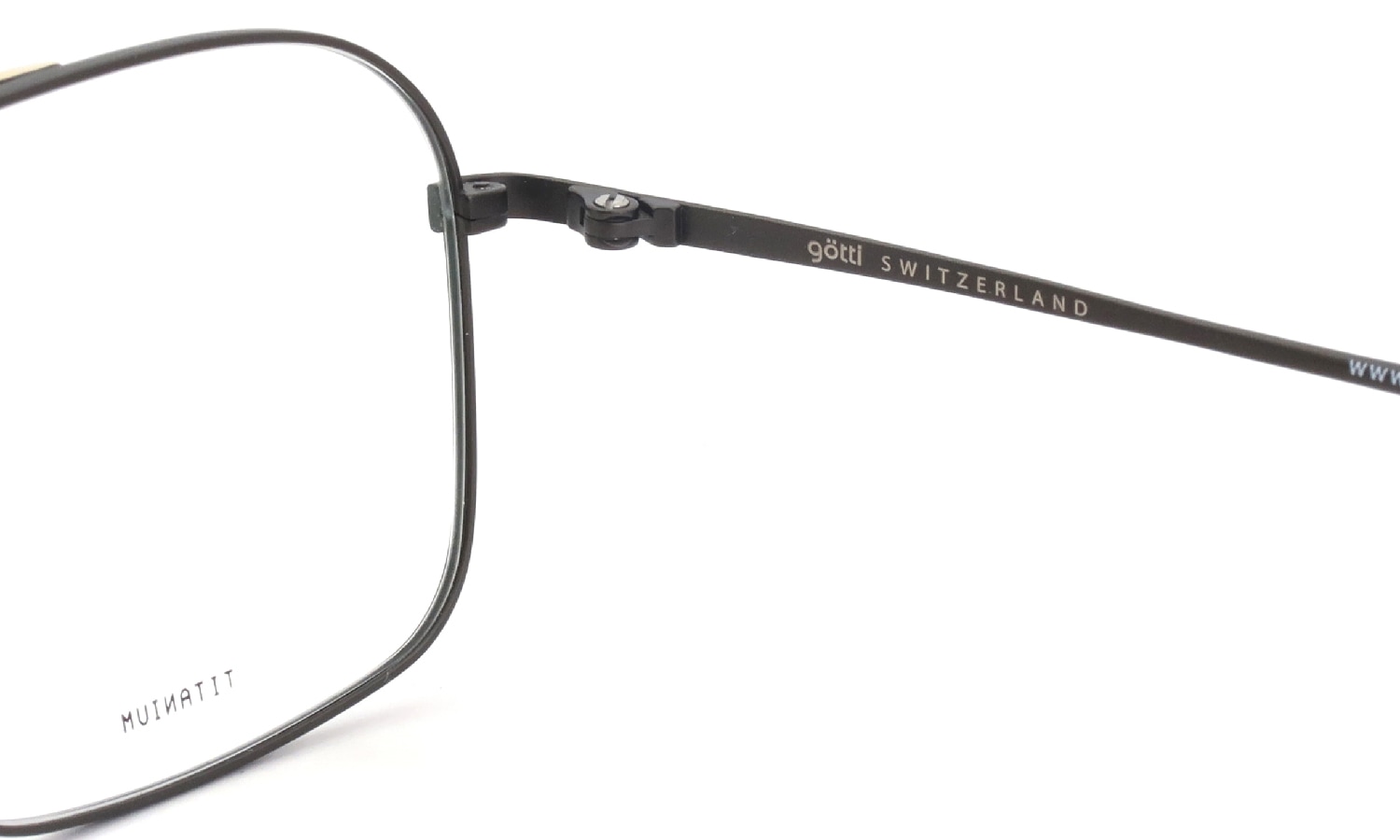 GOTTI SWITZERLAND メガネ DURAN col.BLKM-G 右ヒンジ裏側と右テンプル