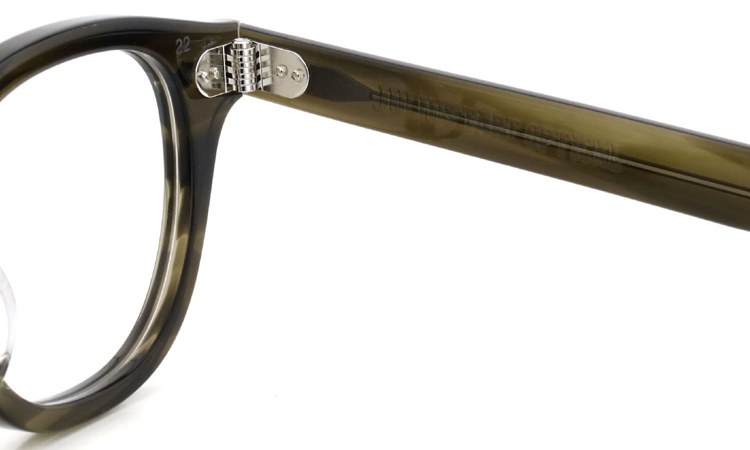JULIUS TART OPTICAL メガネ通販 AR-48-22 col.OLIVE GREEN SASA 右側ヒンジ裏面と右側テンプル