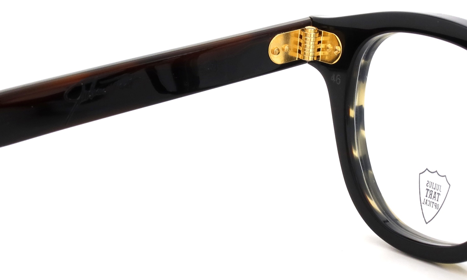 JULIUS TART OPTICAL AR Gold Edition メガネ通販 AR-46-24 Camo Sasa/Gold PL-102Ce 左側ヒンジ裏と左テンプル