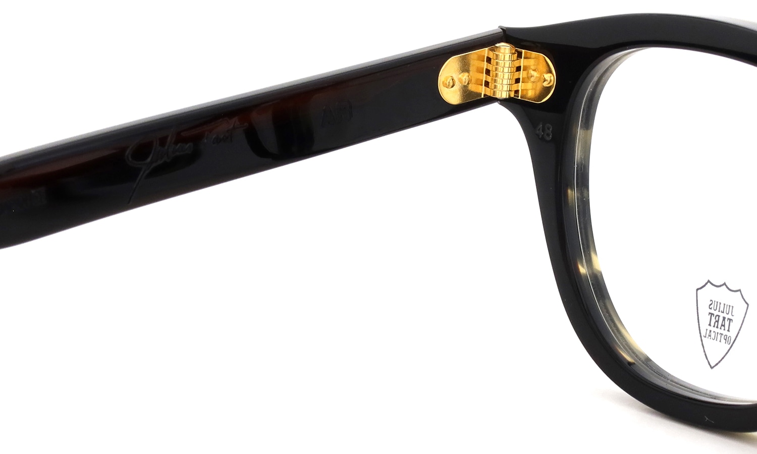 JULIUS TART OPTICAL AR Gold Edition メガネ通販 AR-48-24 Camo Sasa/Gold PL-103Ce 左側ヒンジ裏と左テンプル