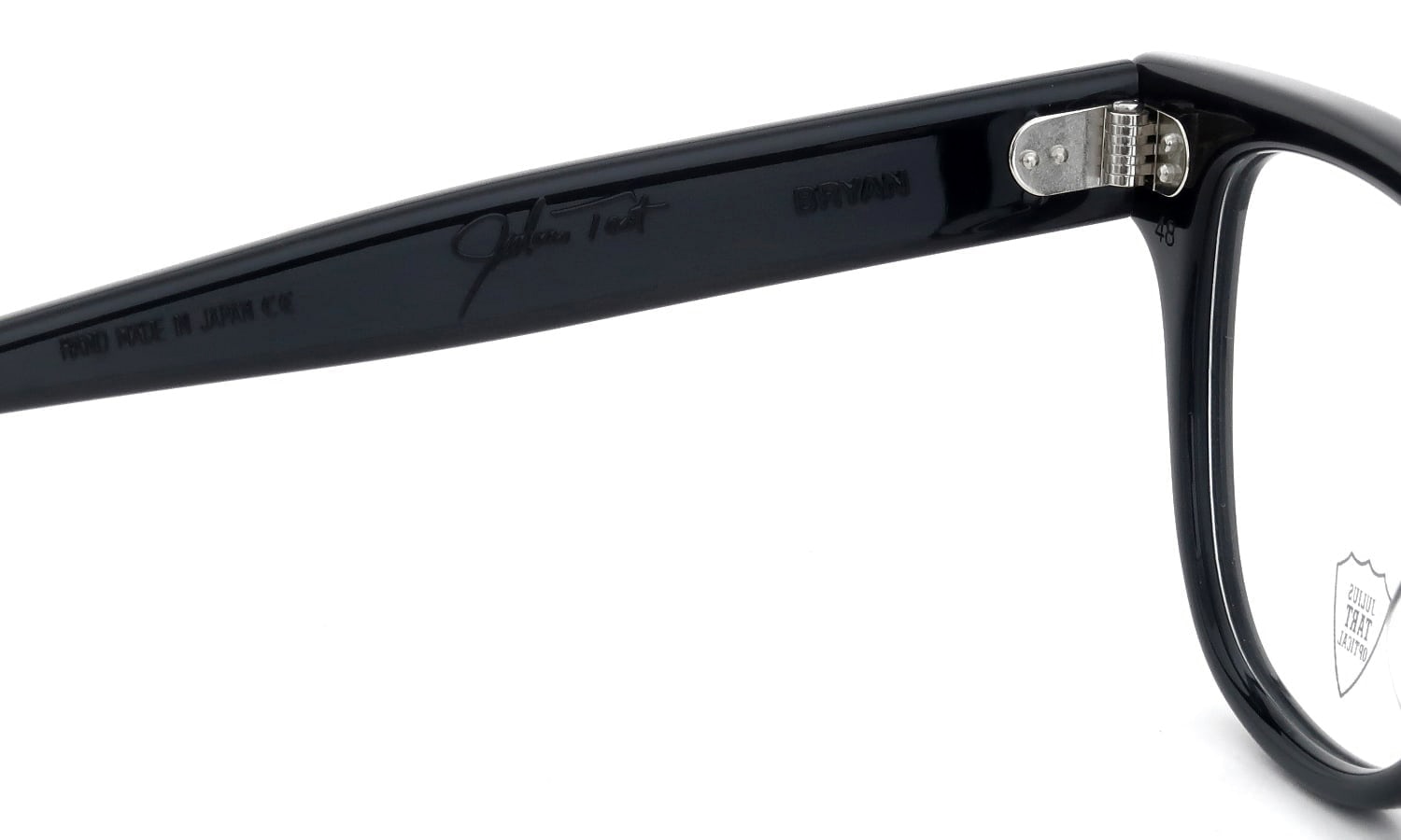 JULIUS TART OPTICAL メガネ BRYAN-48-22 col.BLACK 左側ヒンジ裏面と左側テンプル