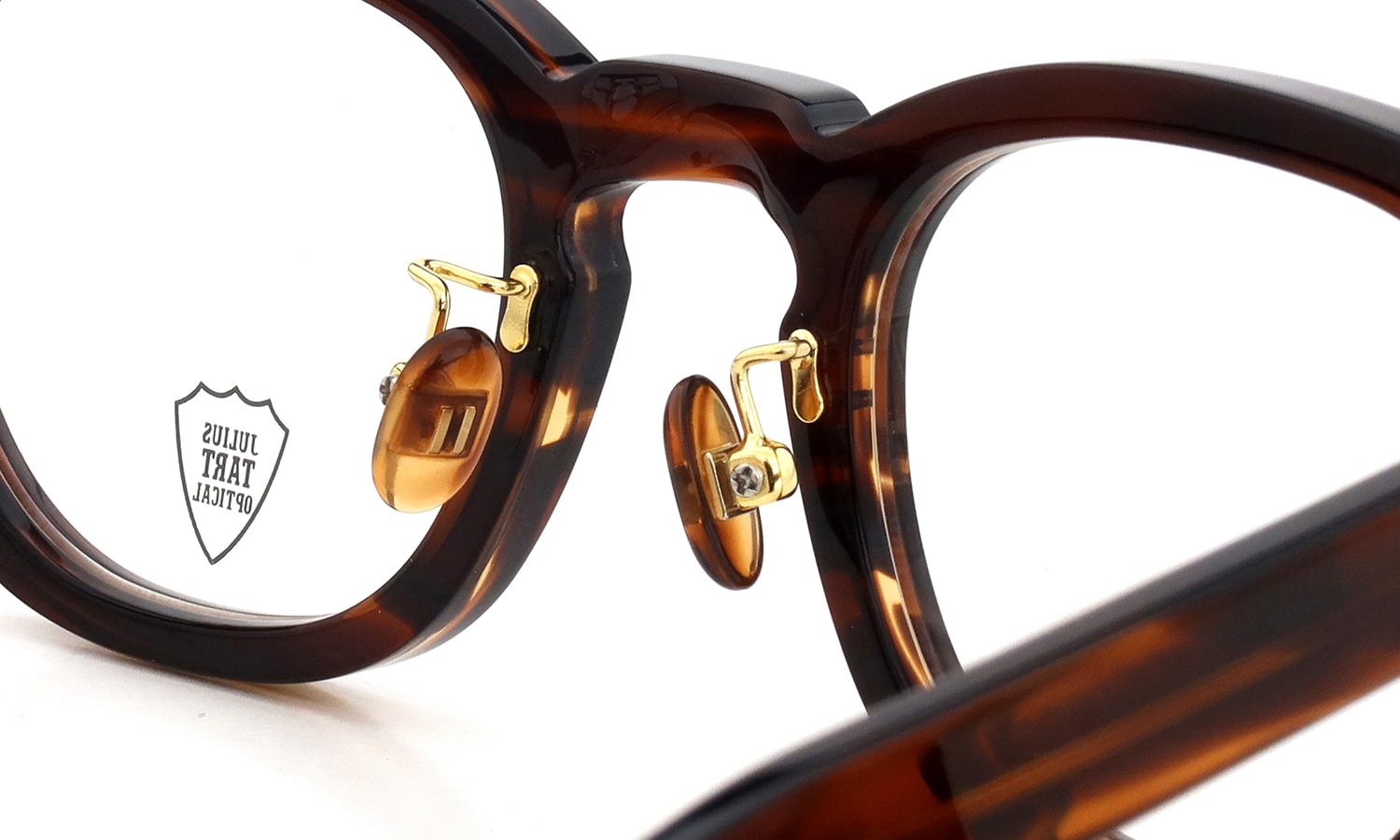 JULIUS TART OPTICAL [CHINATOWN SPECIAL ORDER] メガネ AR-46-24 NYC Gold col.Demi Amber/Gold ブリッジ裏側とパット形状の詳細