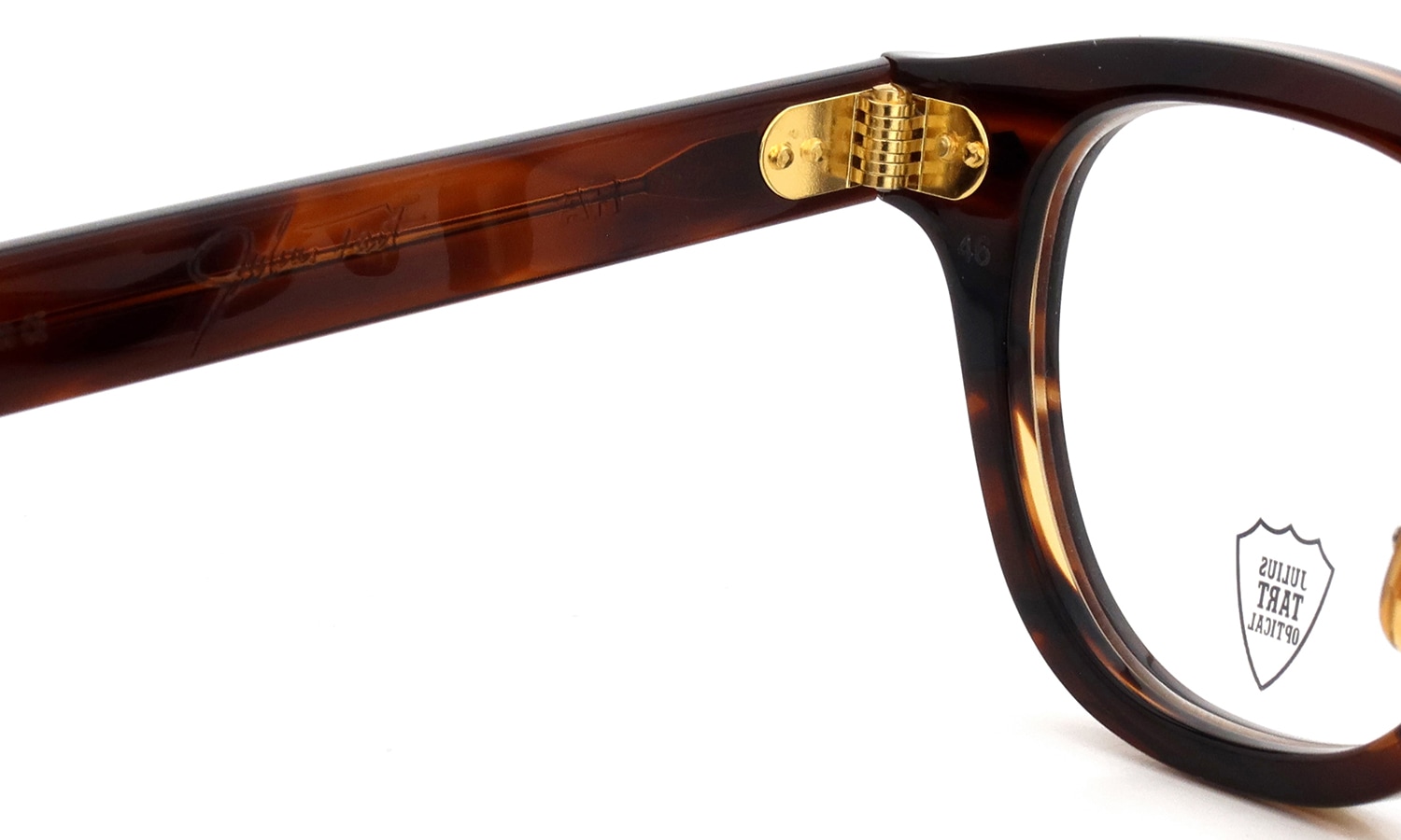 JULIUS TART OPTICAL [CHINATOWN SPECIAL ORDER] メガネ AR-46-24 NYC Gold col.Demi Amber/Gold 左側ヒンジ裏と左テンプル