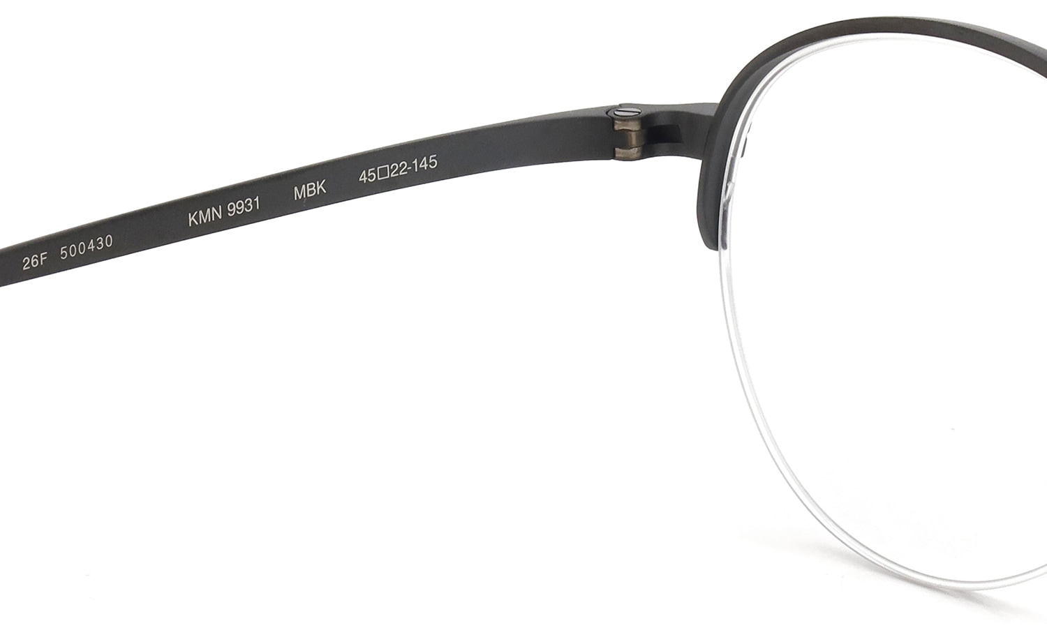 KameManNen メガネ通販 KMN-9931 MBK 45size 左側ヒンジ裏面と刻印
