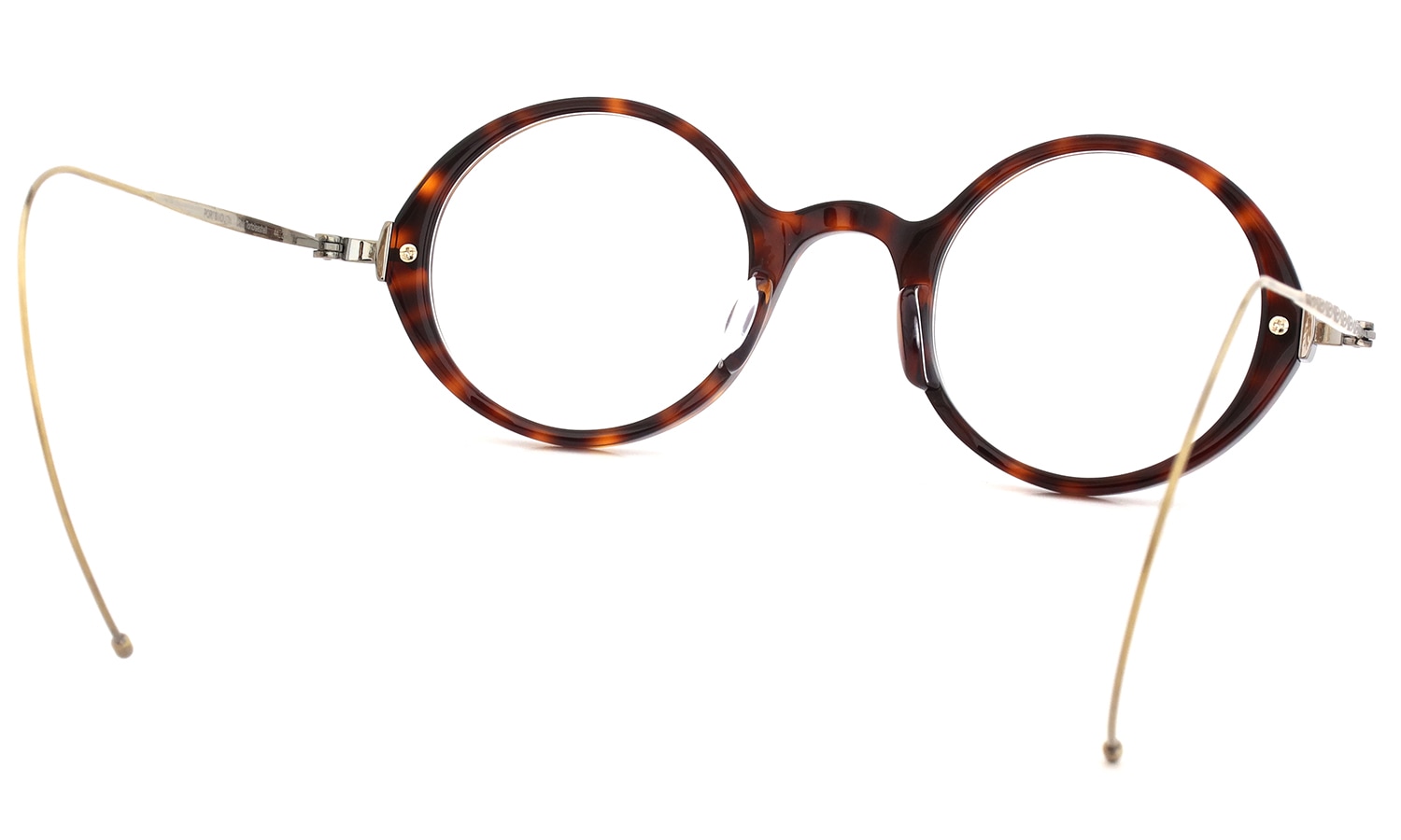 Oliver Goldsmith 100周年記念モデル 限定復刻メガネ通販 PORTSMOUTH col.Dark Tortoiseshell フロント裏側とケーブルテンプル