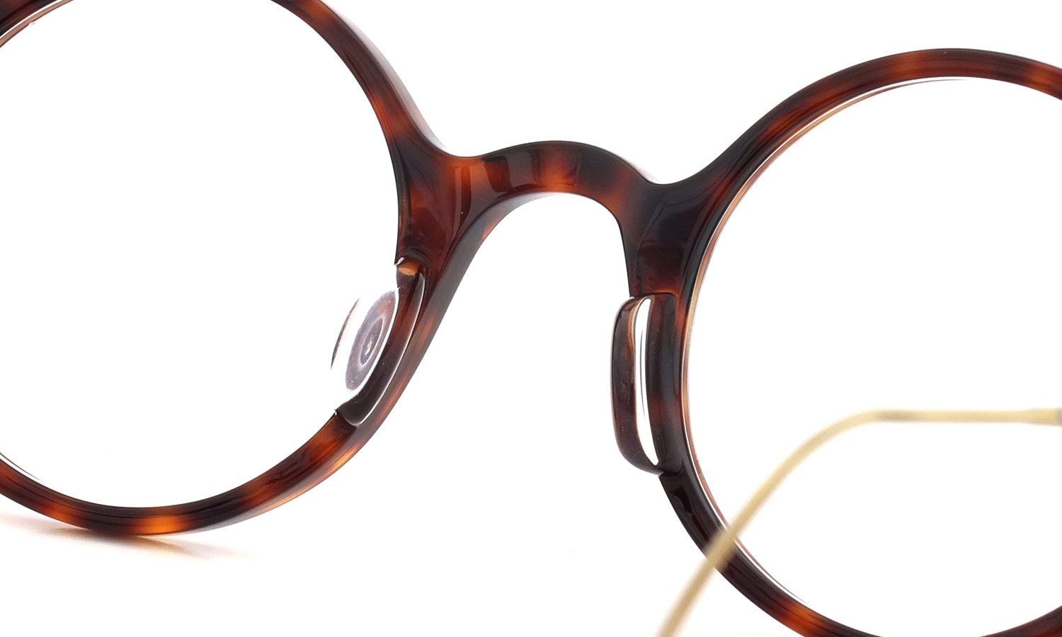 Oliver Goldsmith 100周年記念モデル 限定復刻メガネ通販 PORTSMOUTH col.Dark Tortoiseshell アジア仕様のクリア鼻パッドとブリッジディテール