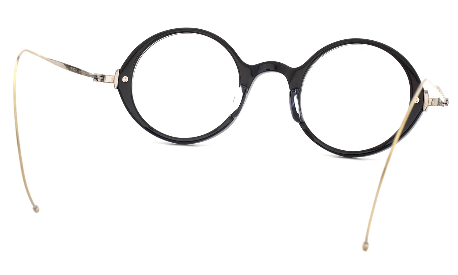 Oliver Goldsmith 100周年記念モデル 限定復刻メガネ通販 PORTSMOUTH col.Nero フロント裏側とケーブルテンプル