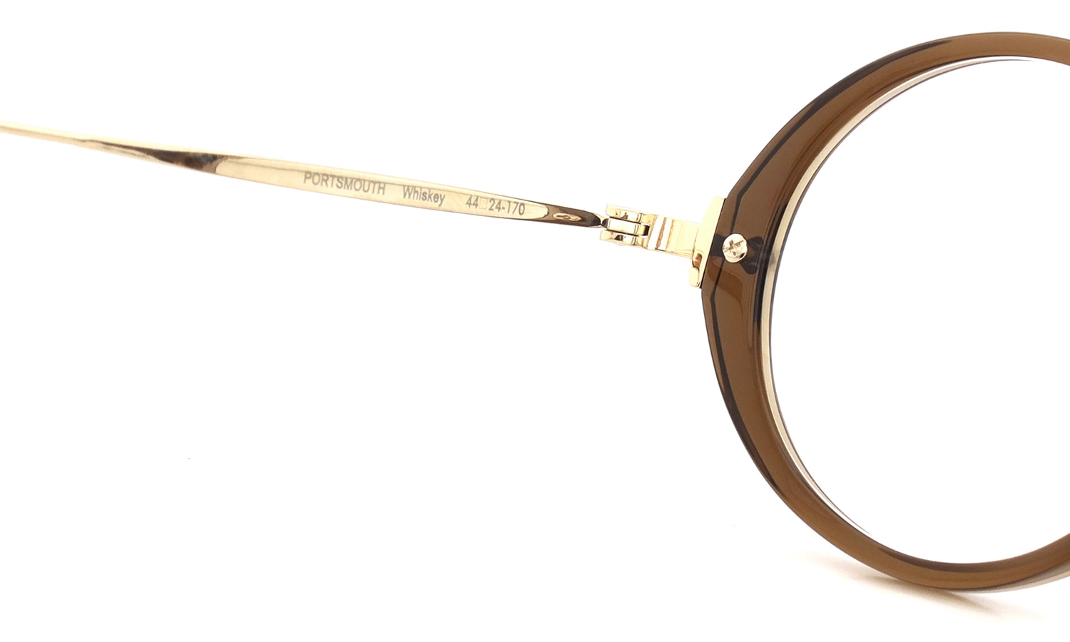 Oliver Goldsmith 100周年記念モデル 限定復刻メガネ通販 PORTSMOUTH col.Whiskey 左側ヒンジ裏面と刻印