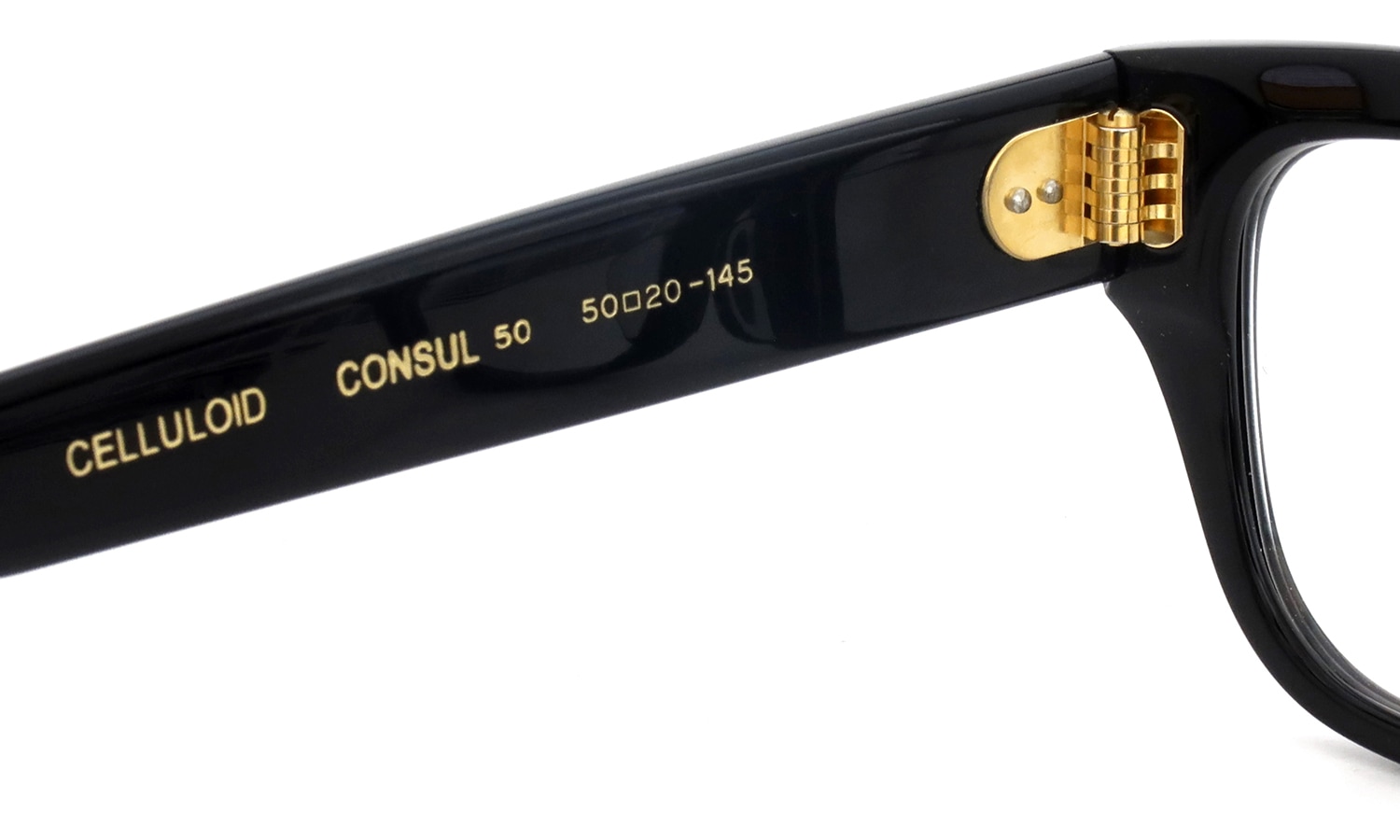 Oliver Goldsmith 限定生産セルロイドメガネ CONSUL-50 NO(ブラック) 左側ヒンジ裏と左テンプル
