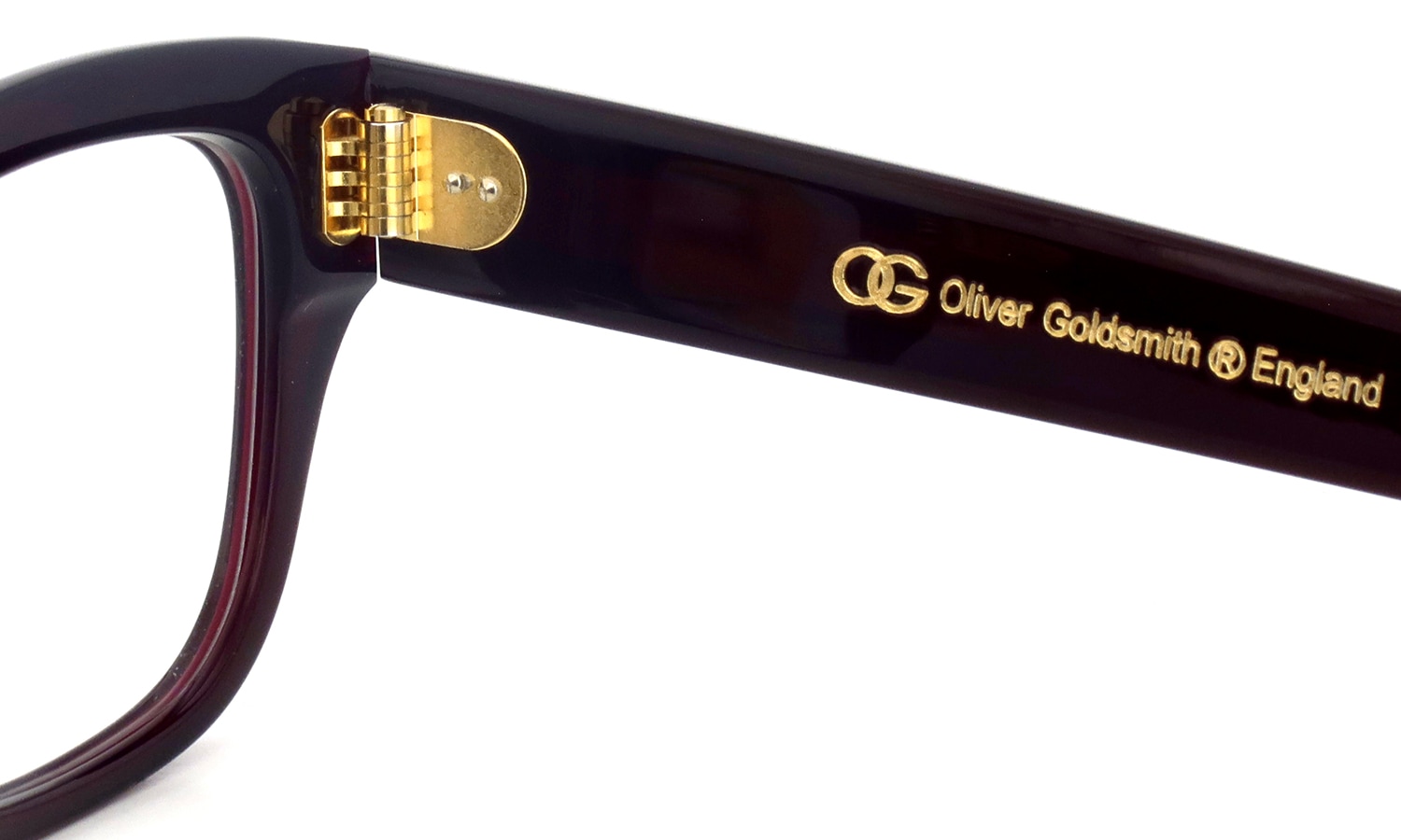Oliver Goldsmith メガネ CONSUL-s col.Red-Coat 右側ヒンジ裏と右テンプル