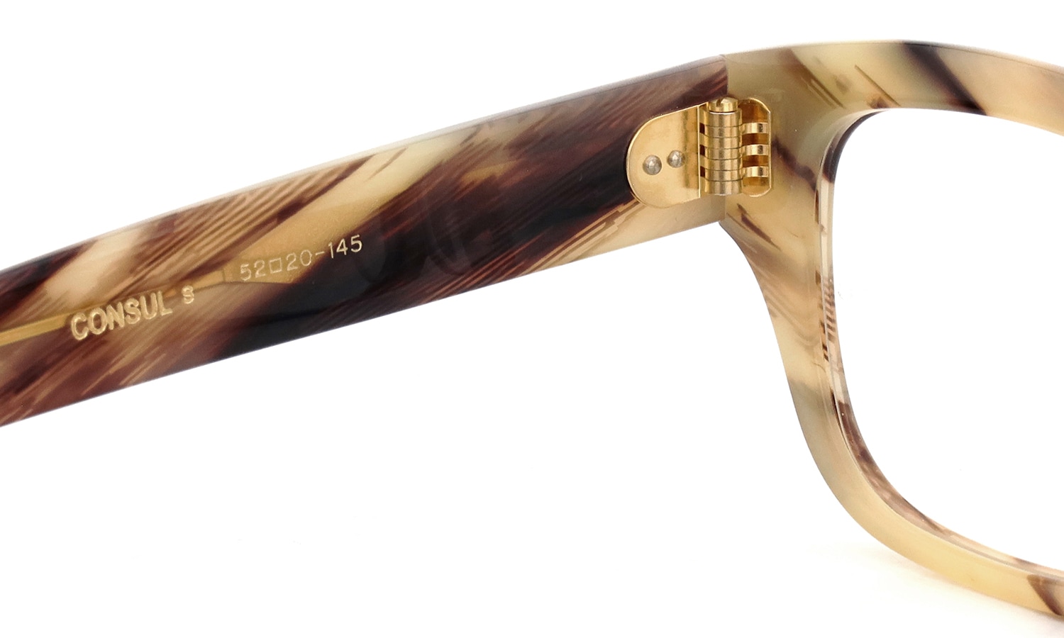 Oliver Goldsmith メガネ CONSUL-s col.Vintage-Horn 左側ヒンジ裏と左テンプル