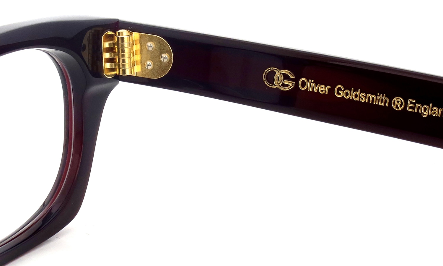 Oliver Goldsmith メガネ VICE CONSUL-s col.Red Coat 右側ヒンジ裏と右テンプル