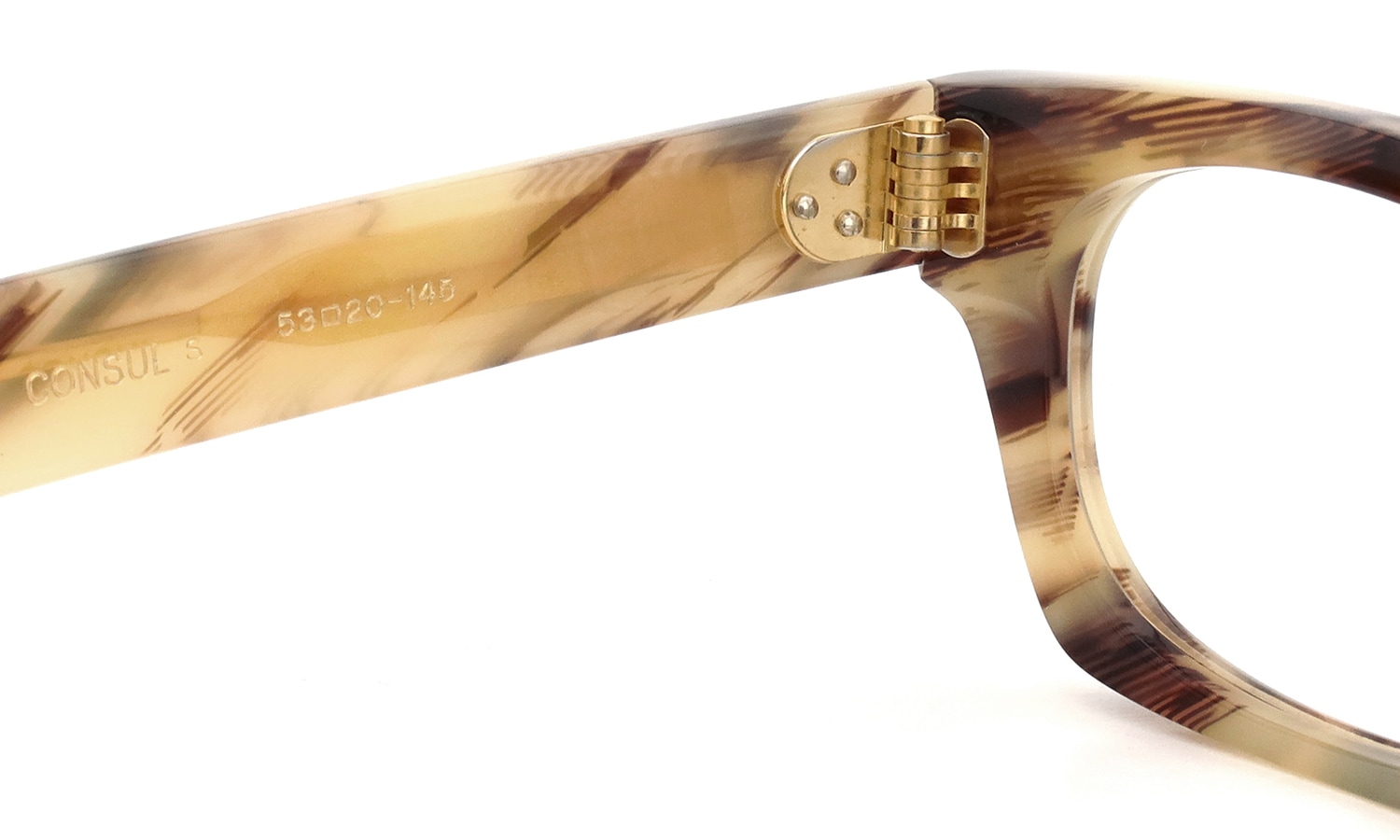 Oliver Goldsmith メガネ VICE CONSUL-s col.Vintage Horn 左側ヒンジ裏と左テンプル