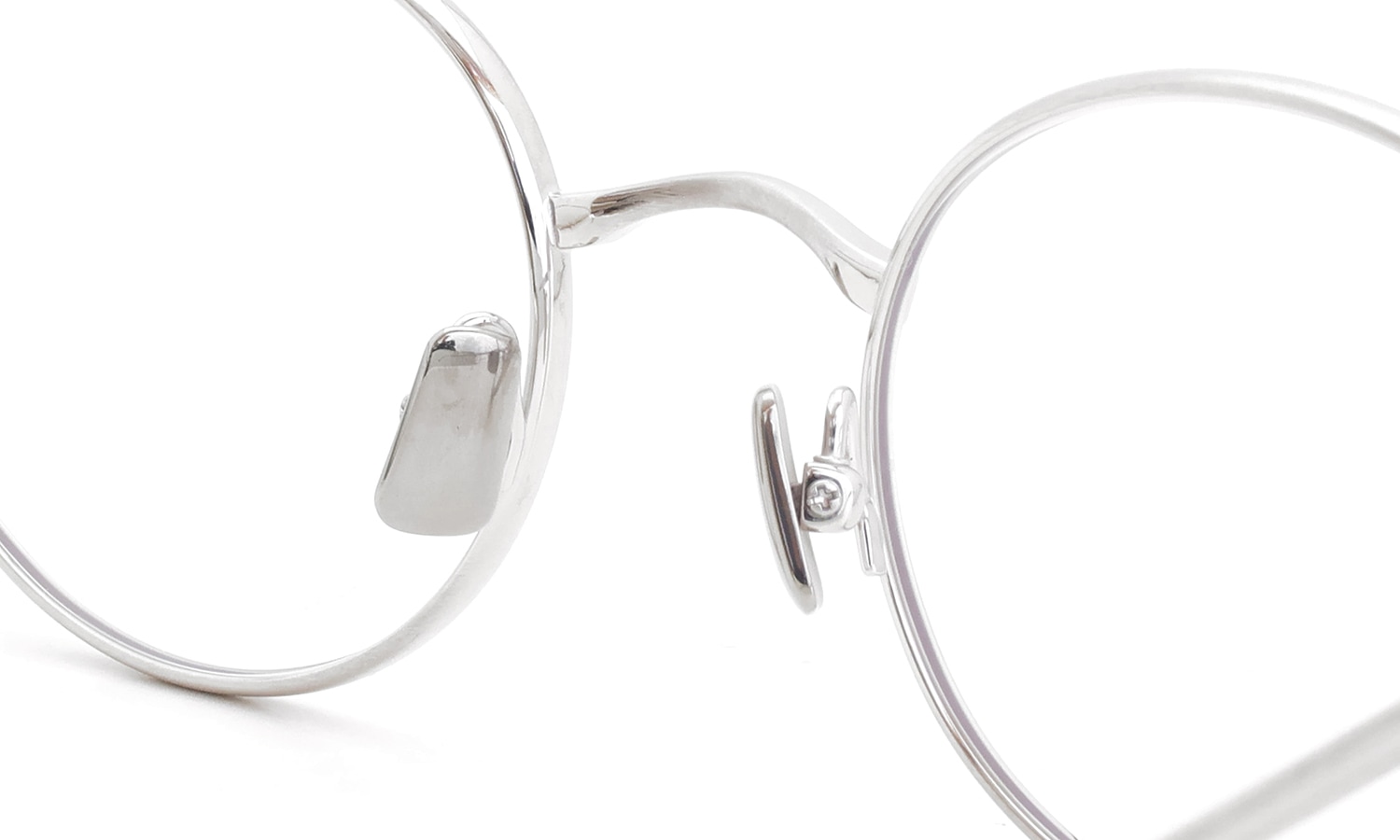 PETER AND MAY ピーターアンドメイ メガネ TT19 OPENING DRESS col.BS BRUSHED SILVER ブリッジ裏とパットのディテール