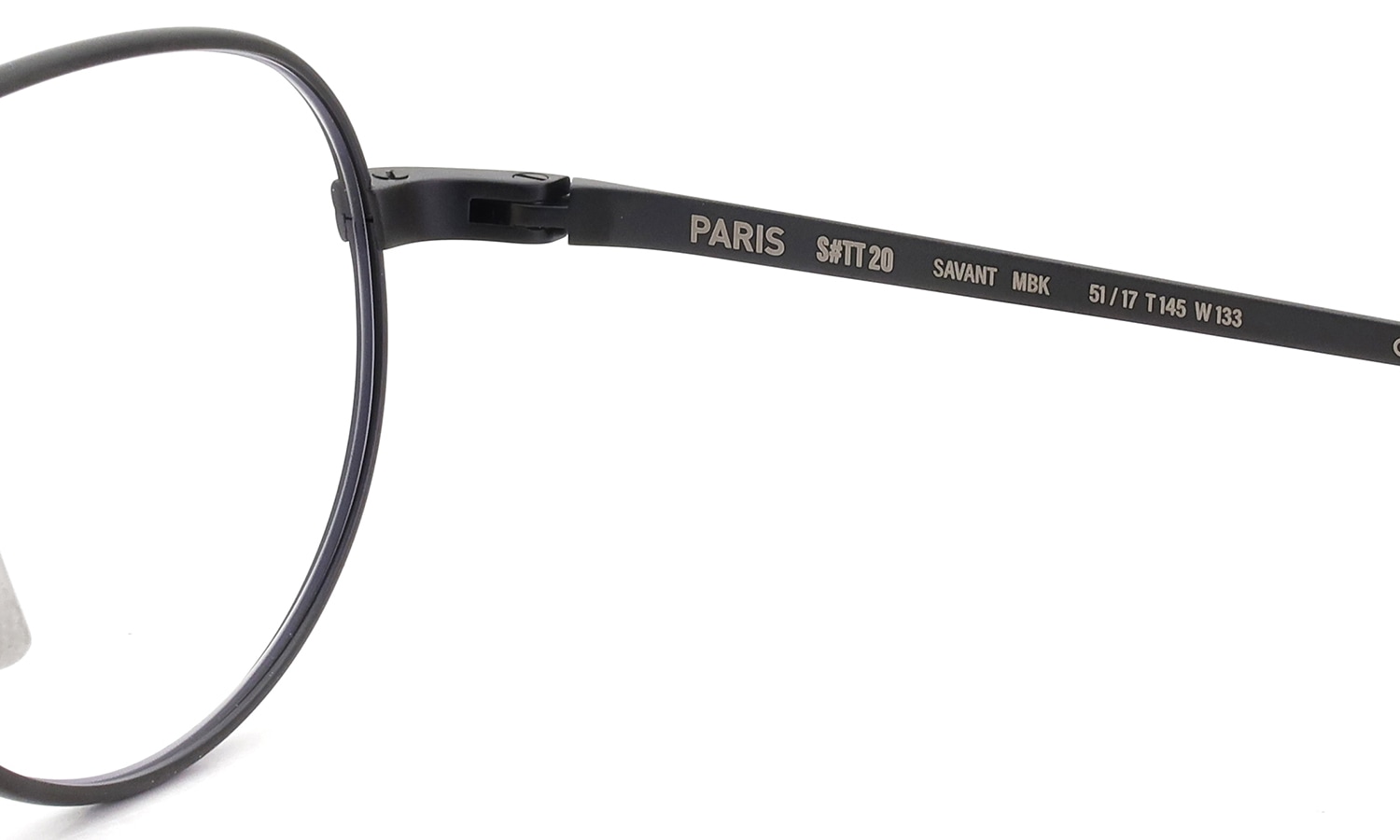 PETER AND MAY ピーターアンドメイ メガネ TT20 SAVANT col.MBK MATTE BLACK 右側ヒンジの右側と左側テンプル