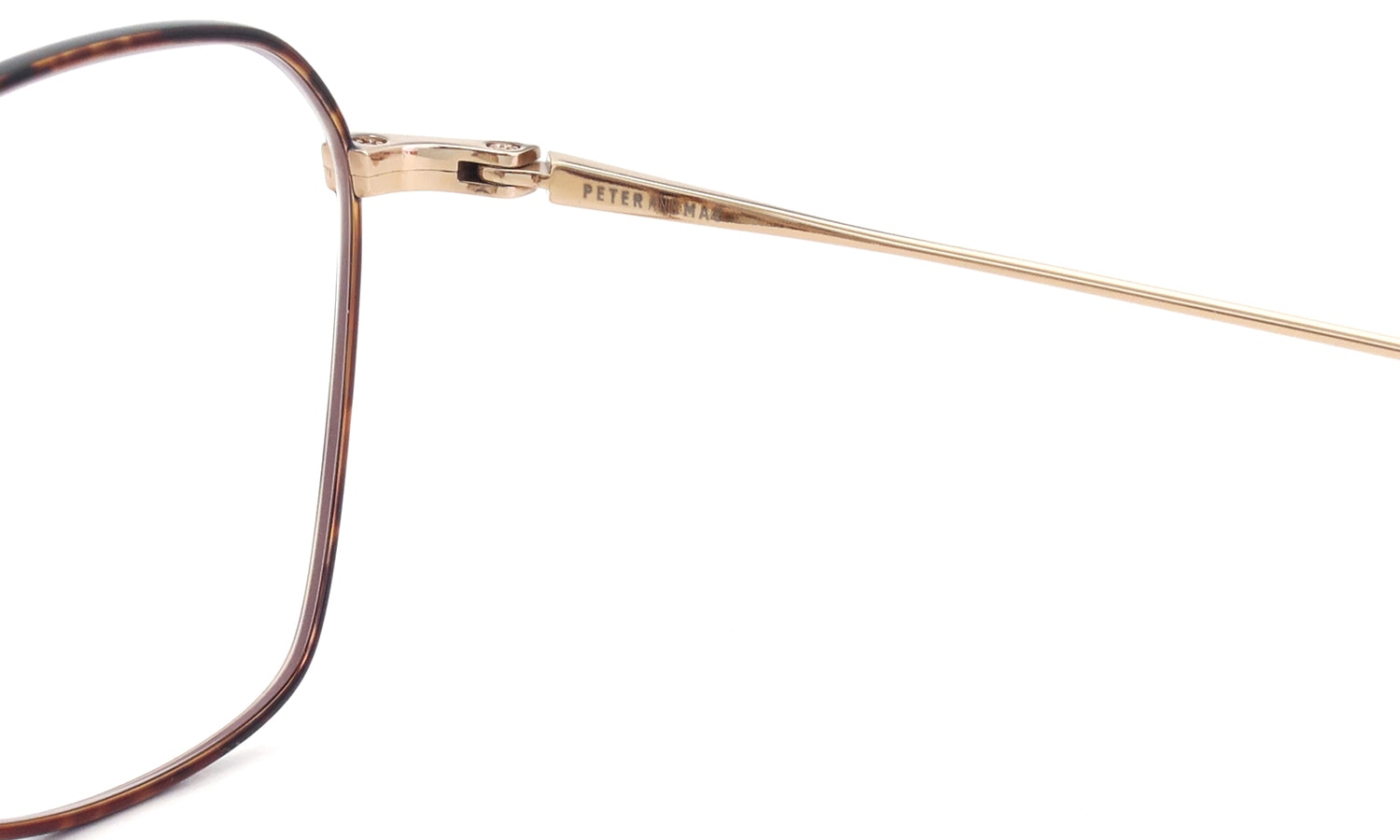 PETER AND MAY ピーターアンドメイ 伊達メガネ通販 TT6 MONDAY col.TORTOISE&GOLD 右側ヒンジの右側と左側テンプル