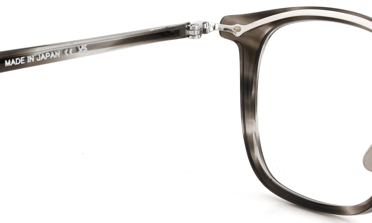 YELLOWS PLUS メガネ通販 BRUNO C434 gray turtle/silver  左側ヒンジ内側とテンプルの刻印