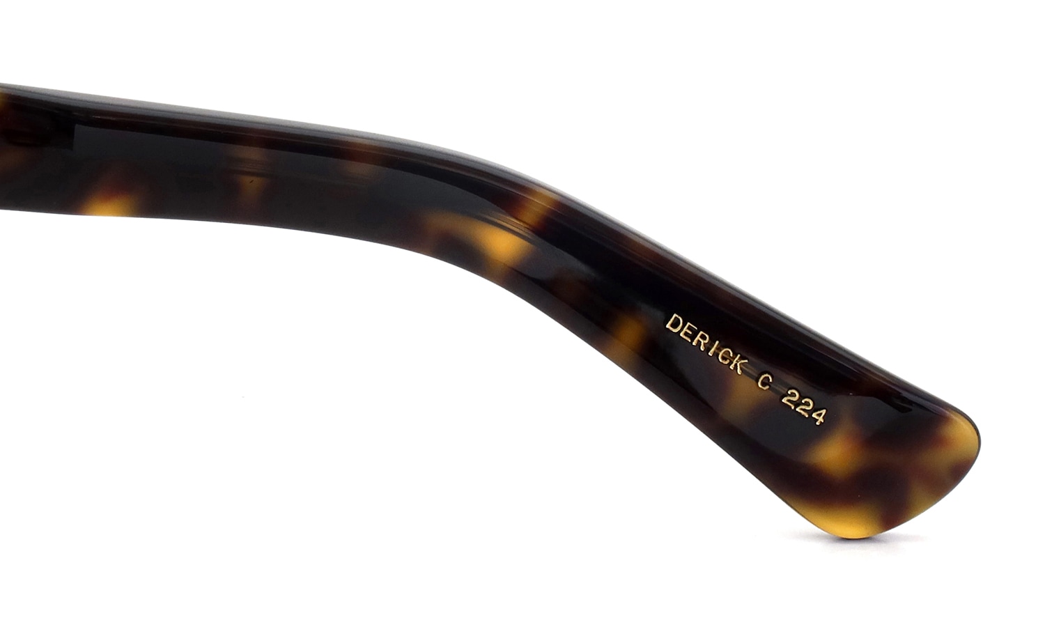 YELLOWS PLUS メガネ通販 DERICK C224 dark turtle 右側テンプルの内側の　モデル・カラーの刻印
