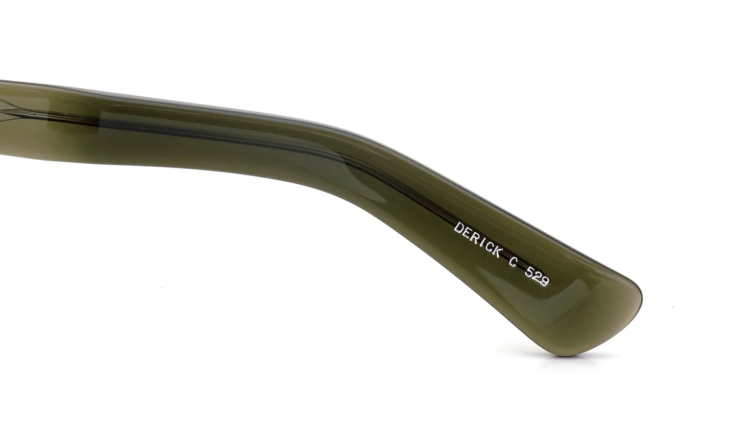 YELLOWS PLUS メガネ通販 DERICK C529 harrods green 右側テンプルの内側の　モデル・カラーの刻印