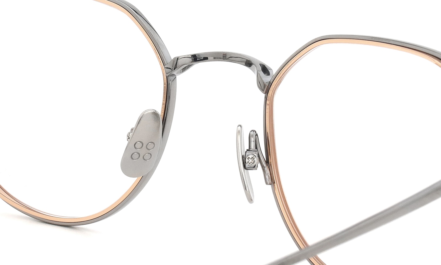 YELLOWS PLUS イエローズプラス メガネ通販 MATEUS C17 Light gray/rose gold ブリッジ裏側とパットのディテール