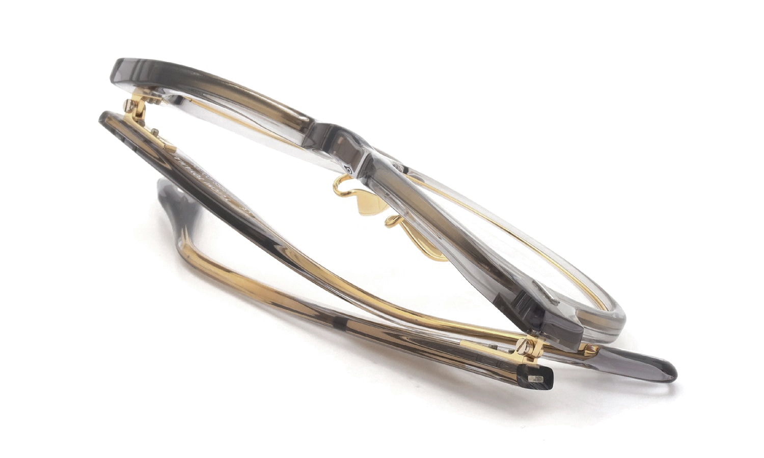 YUICHI TOYAMA. メガネ通販 U-128RS IND COL.08(旧:col.04) Clear gray / Gold 折りたたみ2