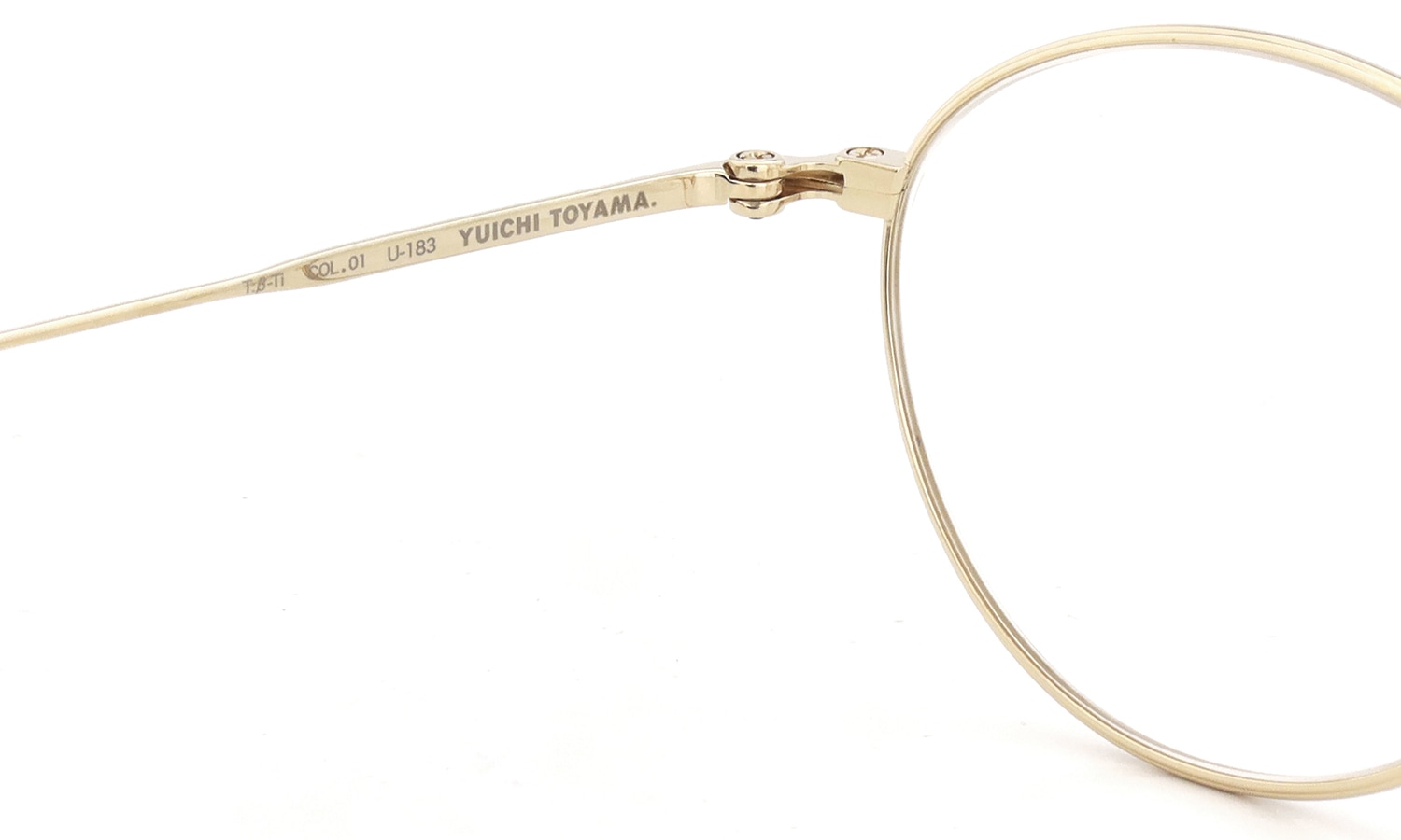 YUICHI TOYAMA. メガネ通販 U-183 Ivy col.01 White gold 左ヒンジ裏側と左テンプル
