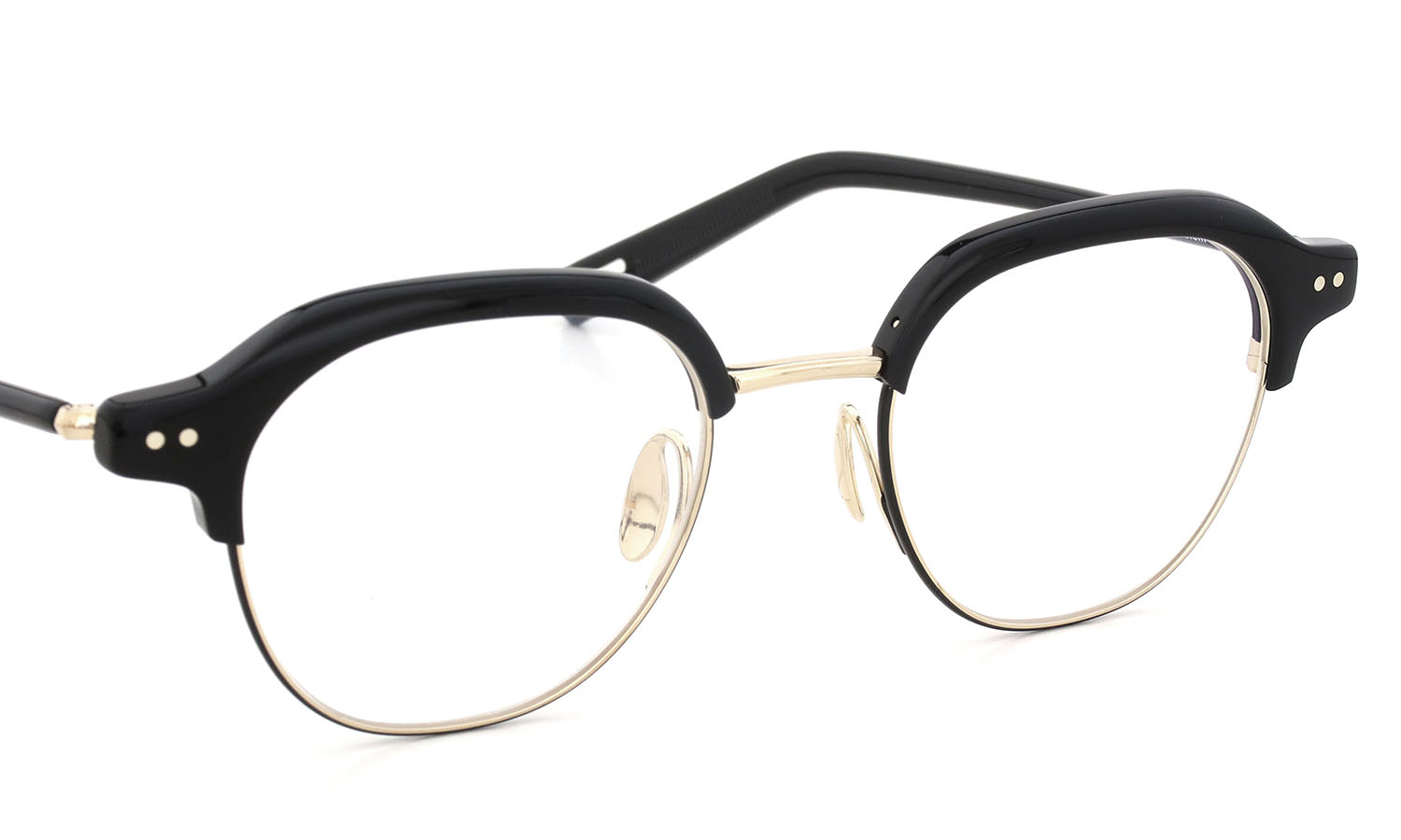 YUICHI TOYAMA メガネ U-184 DUD col.01 Black /White gold + Semi matt black フロント