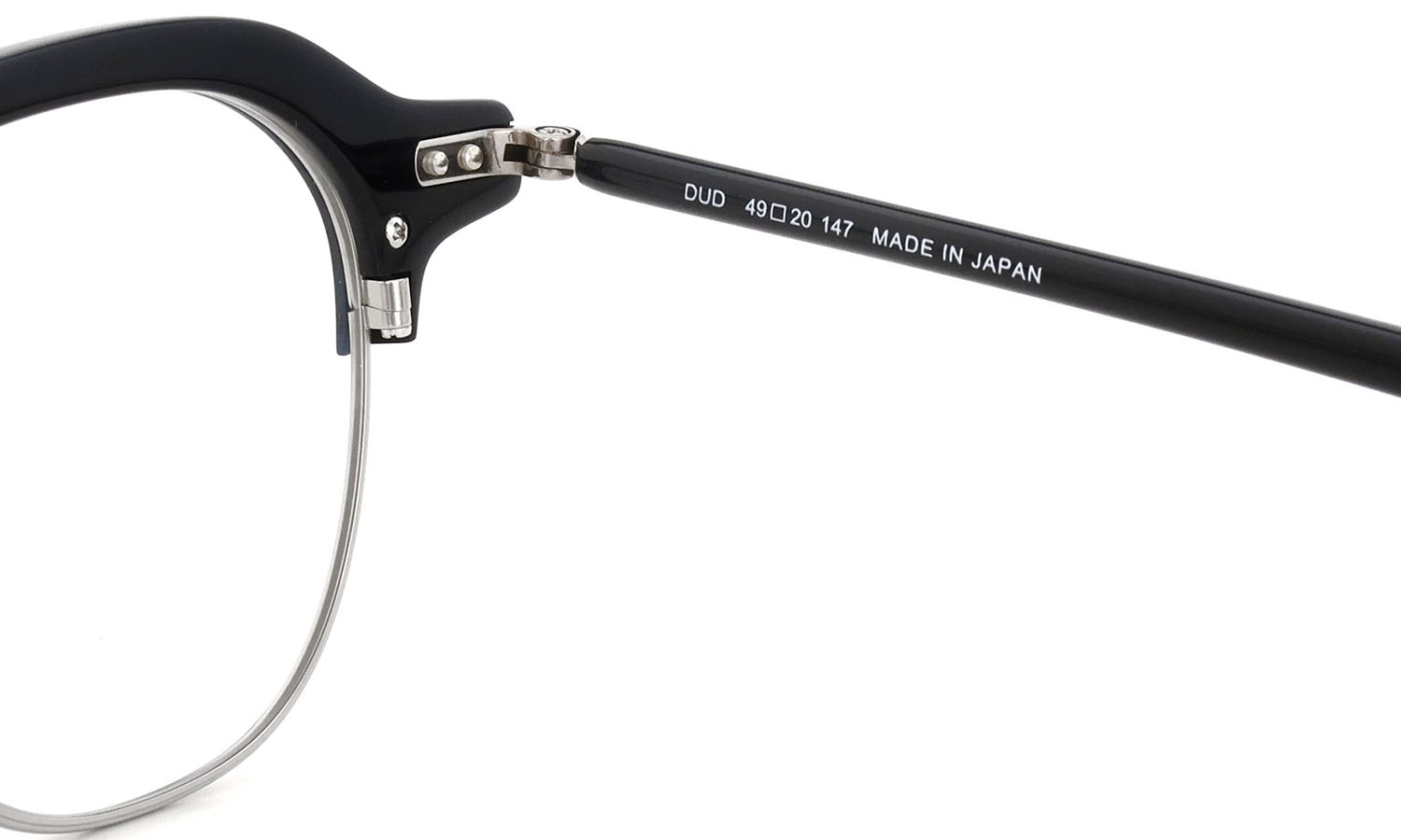 YUICHI TOYAMA. メガネ通販 U-184 DUD col.02 Black /Silver 右ヒンジ裏側と右テンプル