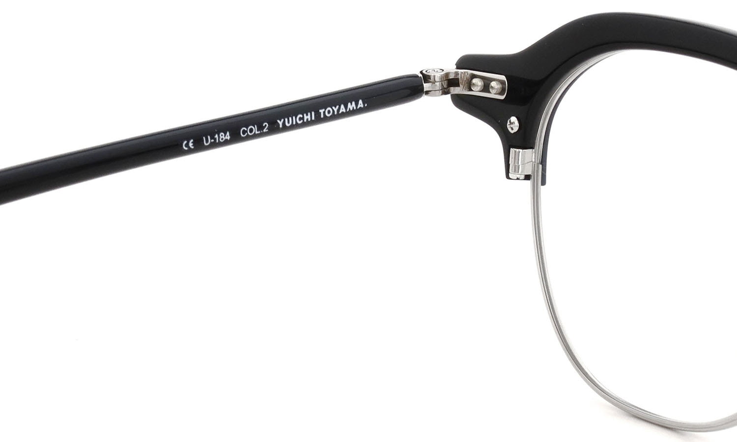 YUICHI TOYAMA. メガネ通販 U-184 DUD col.02 Black /Silver 左ヒンジ裏側と左テンプル
