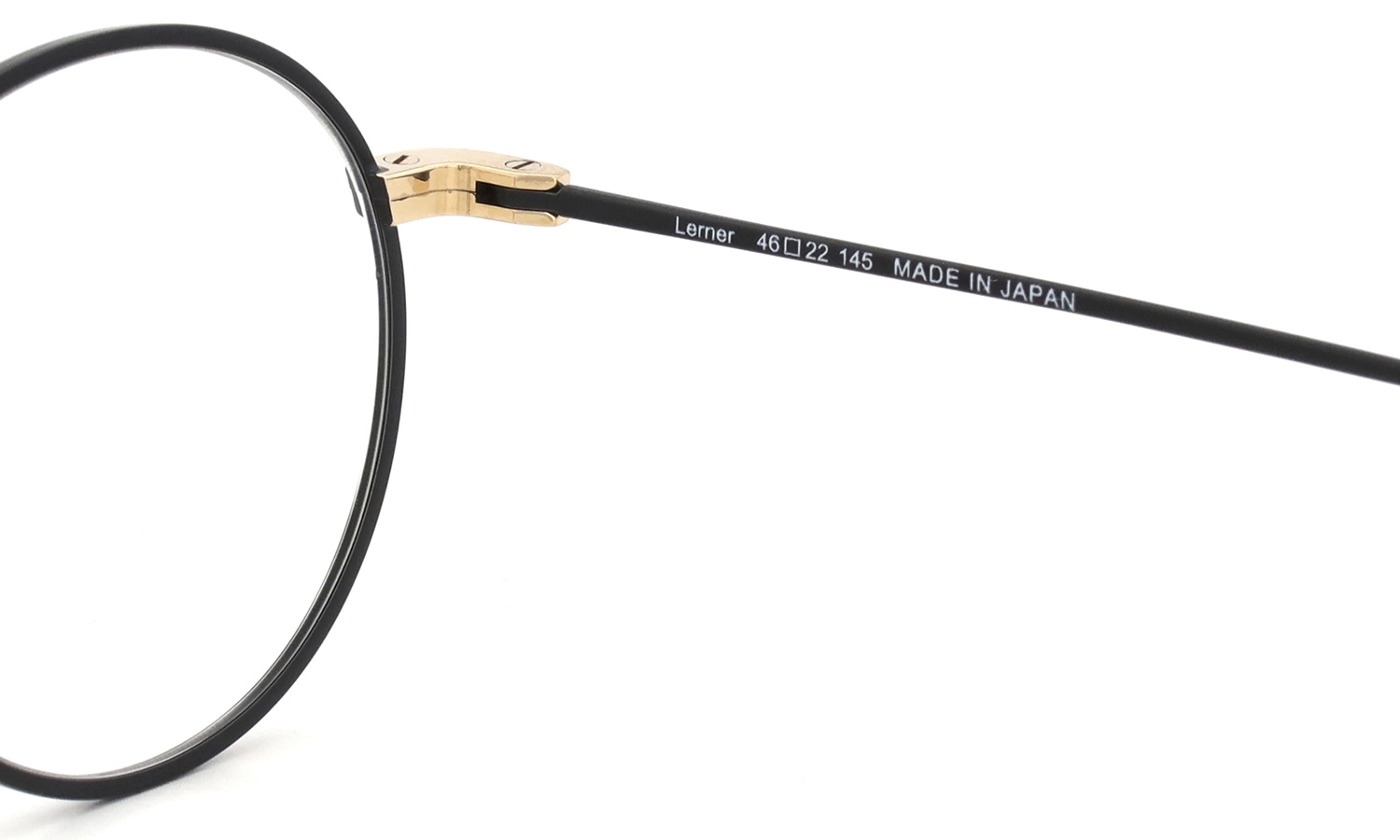 YUICHI TOYAMA. メガネ通販 U-186 Lemer col.04 Matt black / White gold 右ヒンジ裏側と右テンプル