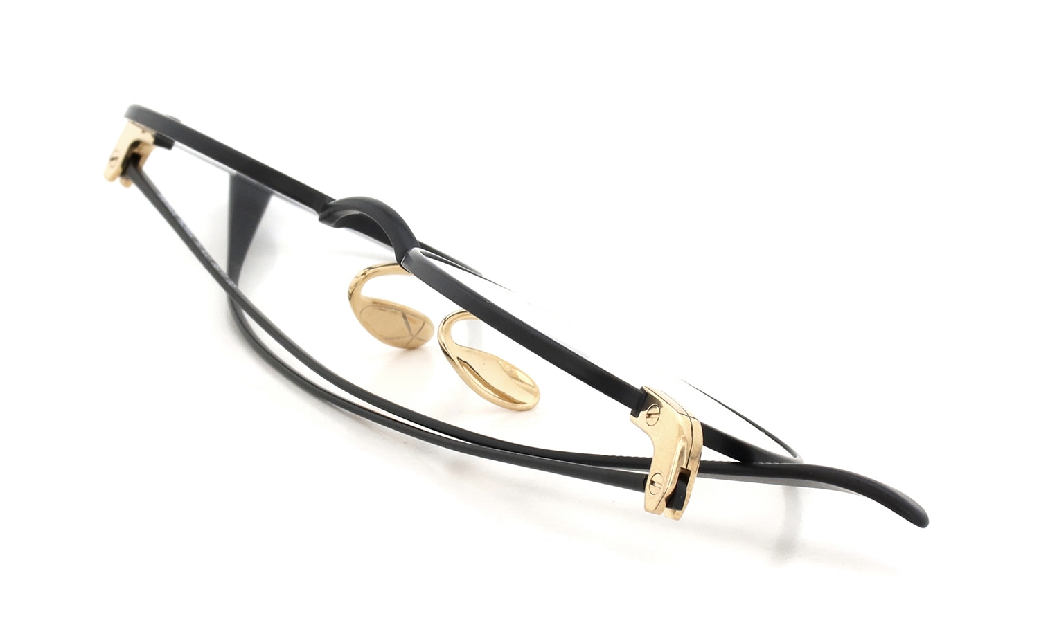 YUICHI TOYAMA. メガネ通販 U-186 Lemer col.04 Matt black / White gold 折りたたみ斜め 2