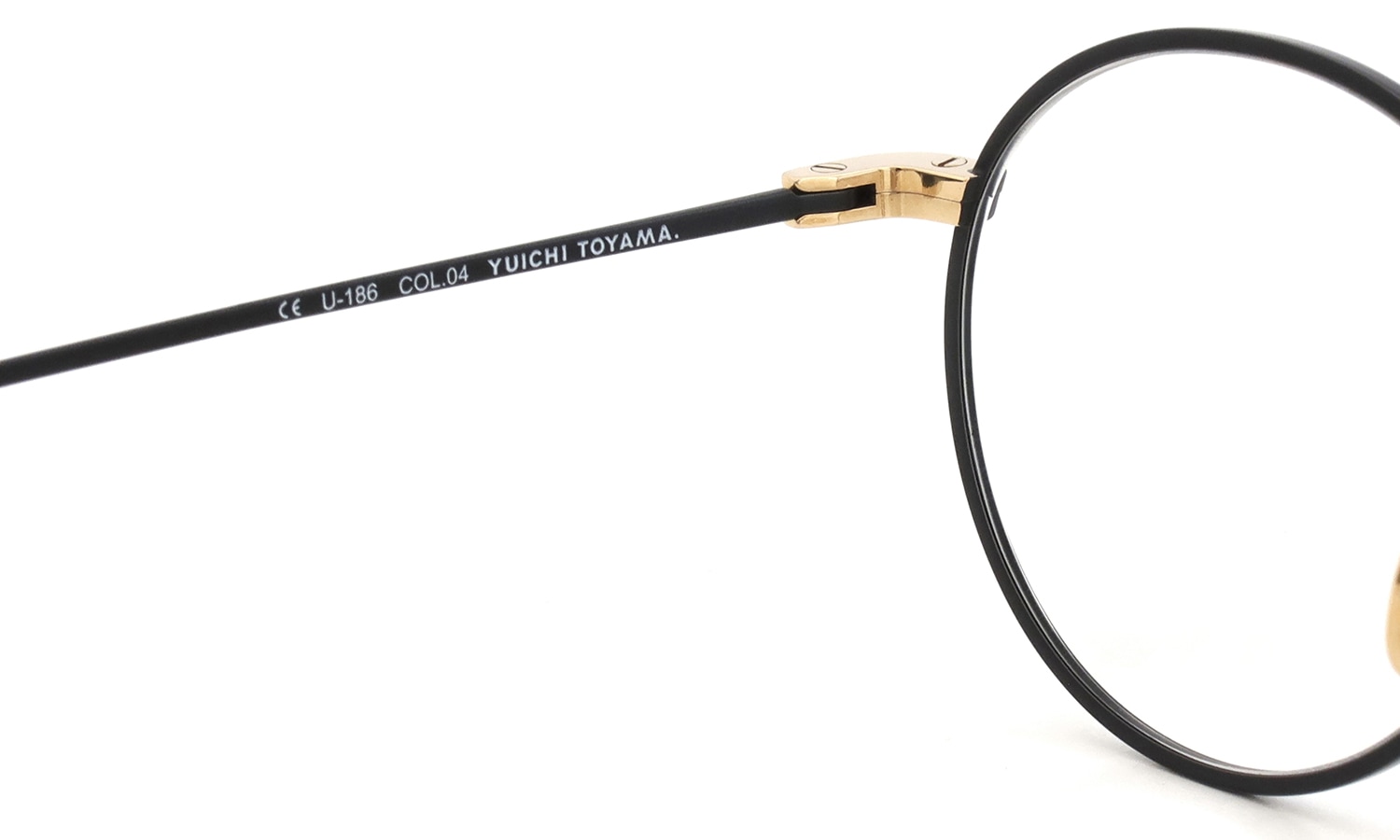 YUICHI TOYAMA. メガネ通販 U-186 Lemer col.04 Matt black / White gold 左ヒンジ裏側と左テンプル