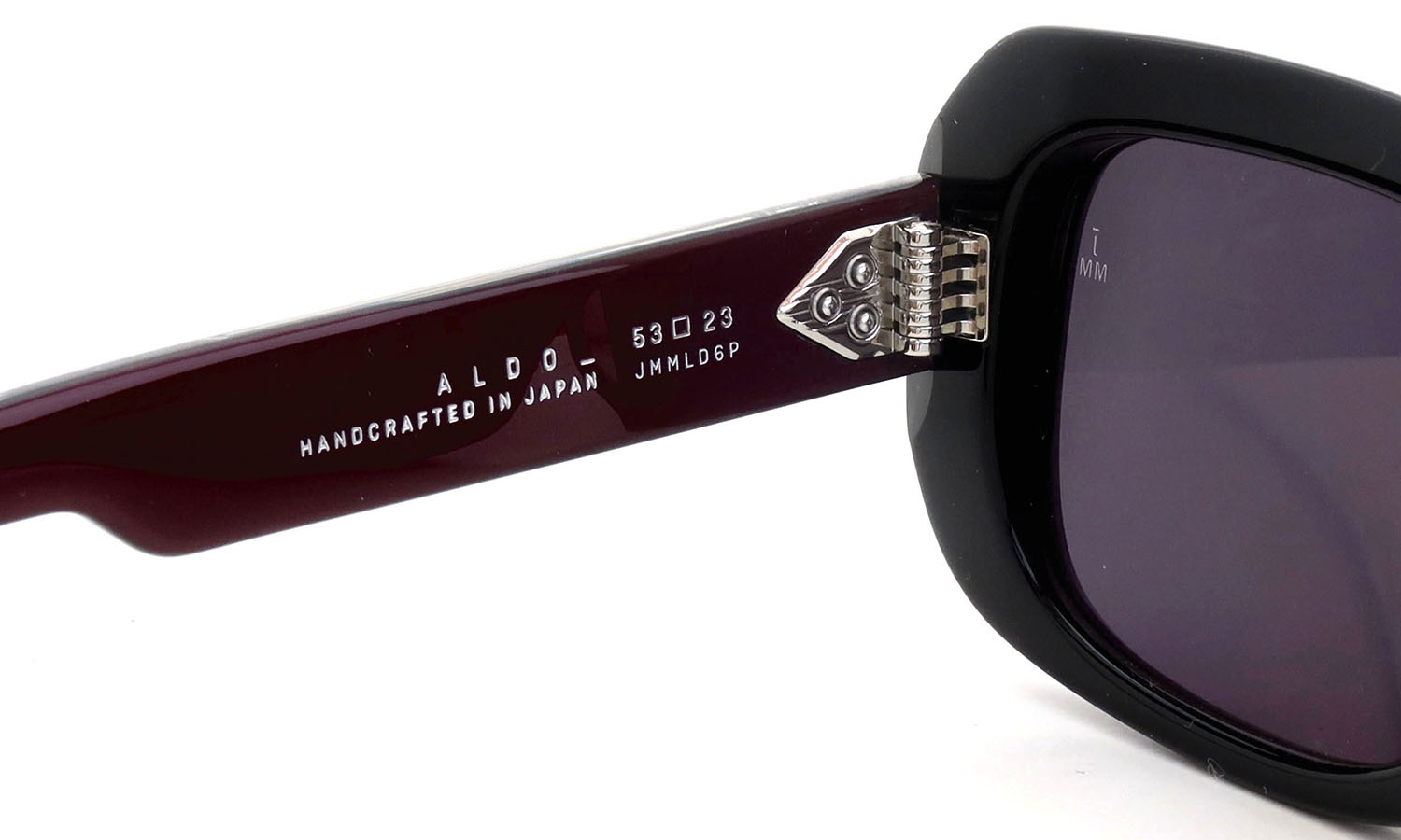 JACQUESMARIEMAGE サングラス ALDO col.Bloodstone /Jet JMMLD-6P 左ヒンジ裏側と左テンプル