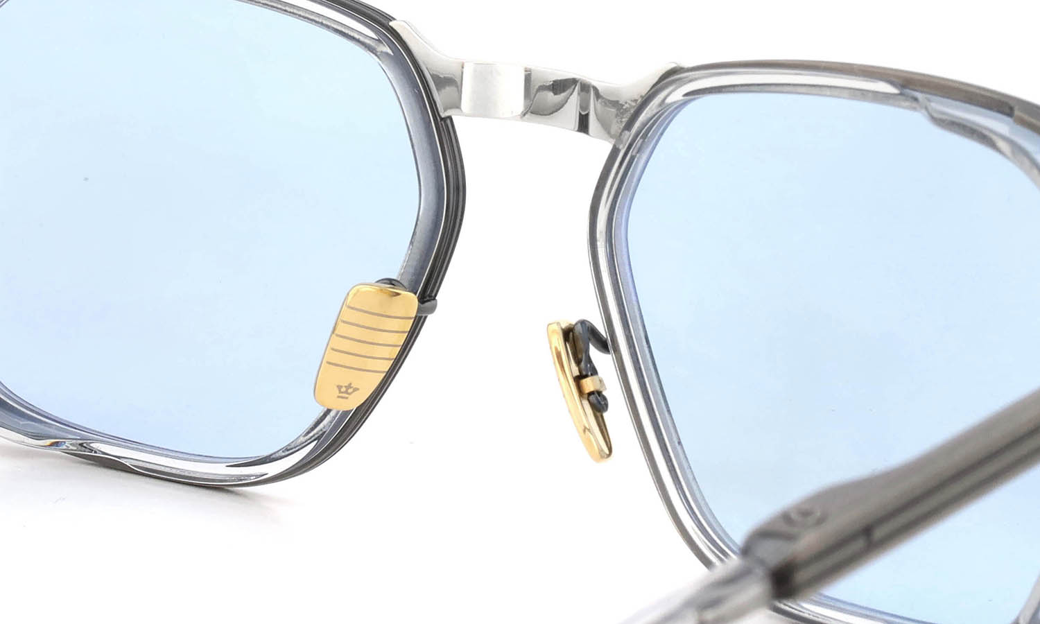 JACQUESMARIEMAGE サングラス BECKETT col.Antique Silver /Serene Blue ブリッジ裏側とパットのディテール