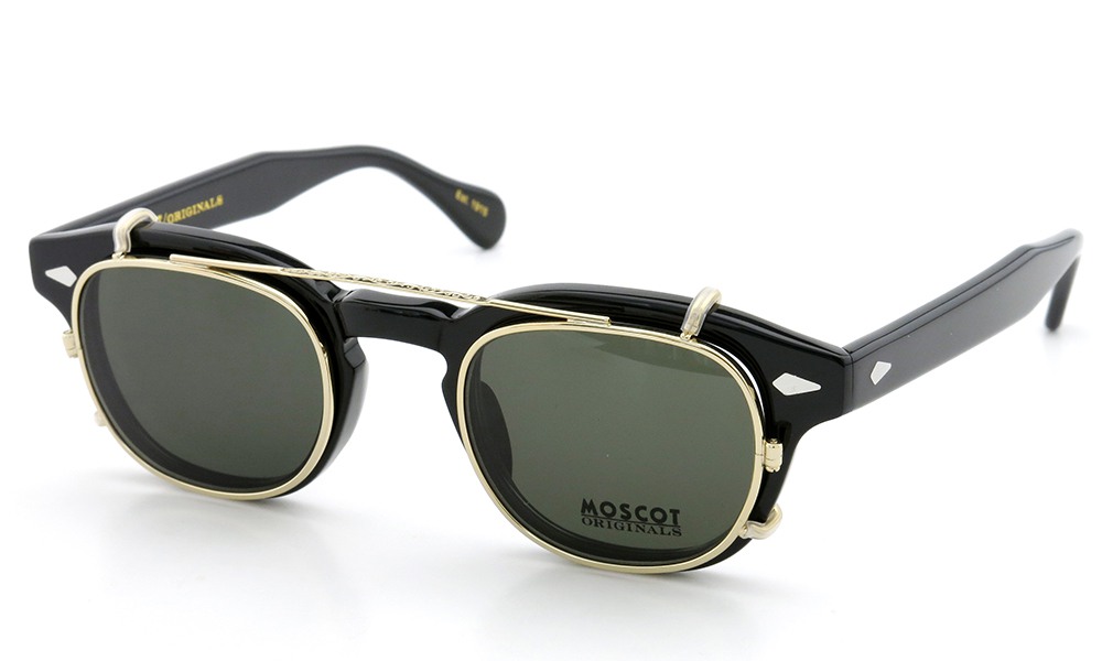 MOSCOT ORIGINALS (モスコット) クリップオン セット LEMTOSH Col.BLACK 44size + 純正ゴールド/グリーンレンズ クリップオン 1