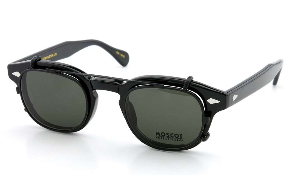 MOSCOT ORIGINALS (モスコット) クリップオン セット LEMTOSH Col.BLACK 44size + 純正ブラック/グリーンレンズ クリップオン 1